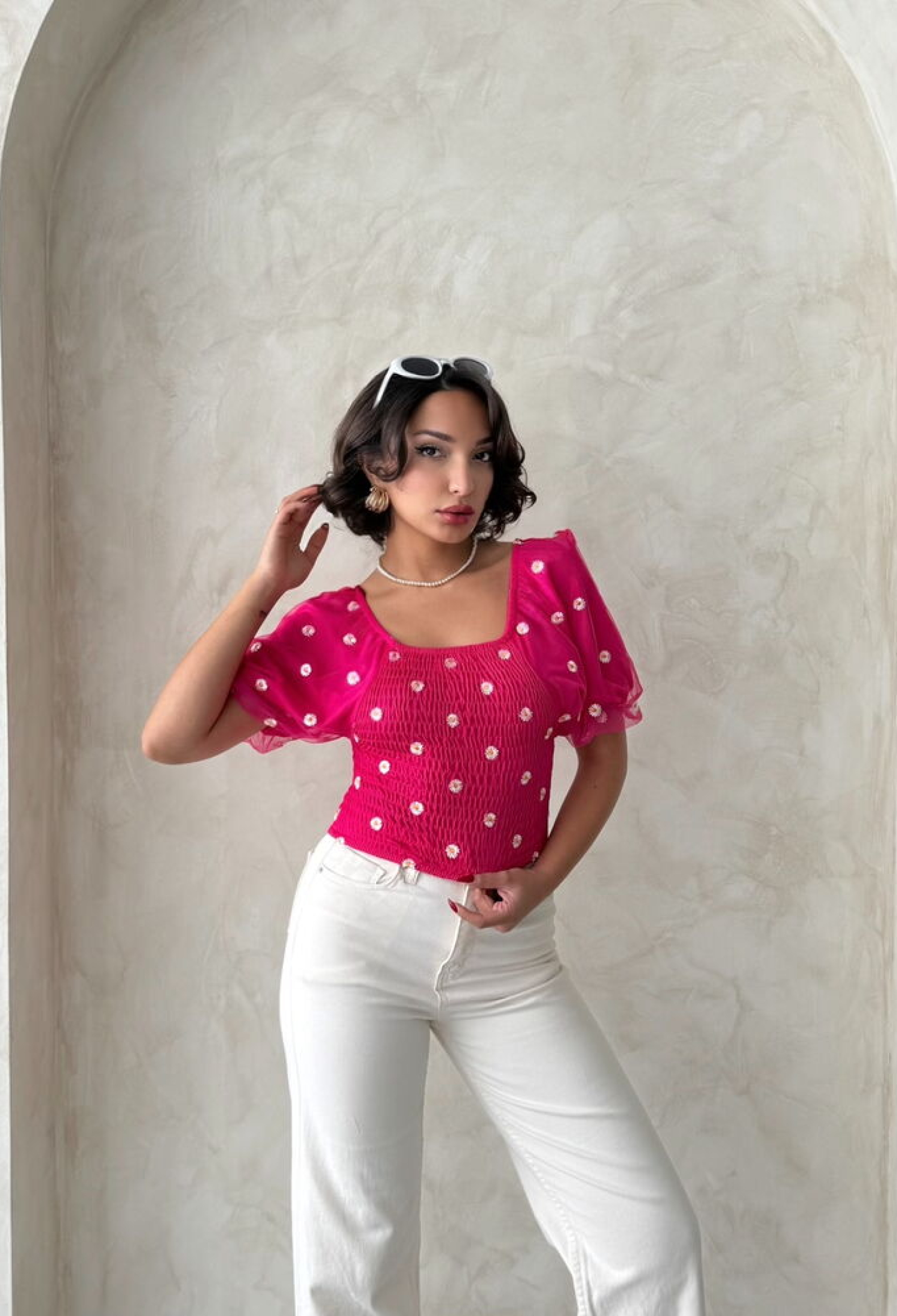 Gipe Detailed Patterned Chiffon Wholesale Blouse - Brand: Topshow - Women & Kids, Baby Clothes Wholesale - TheBS Women