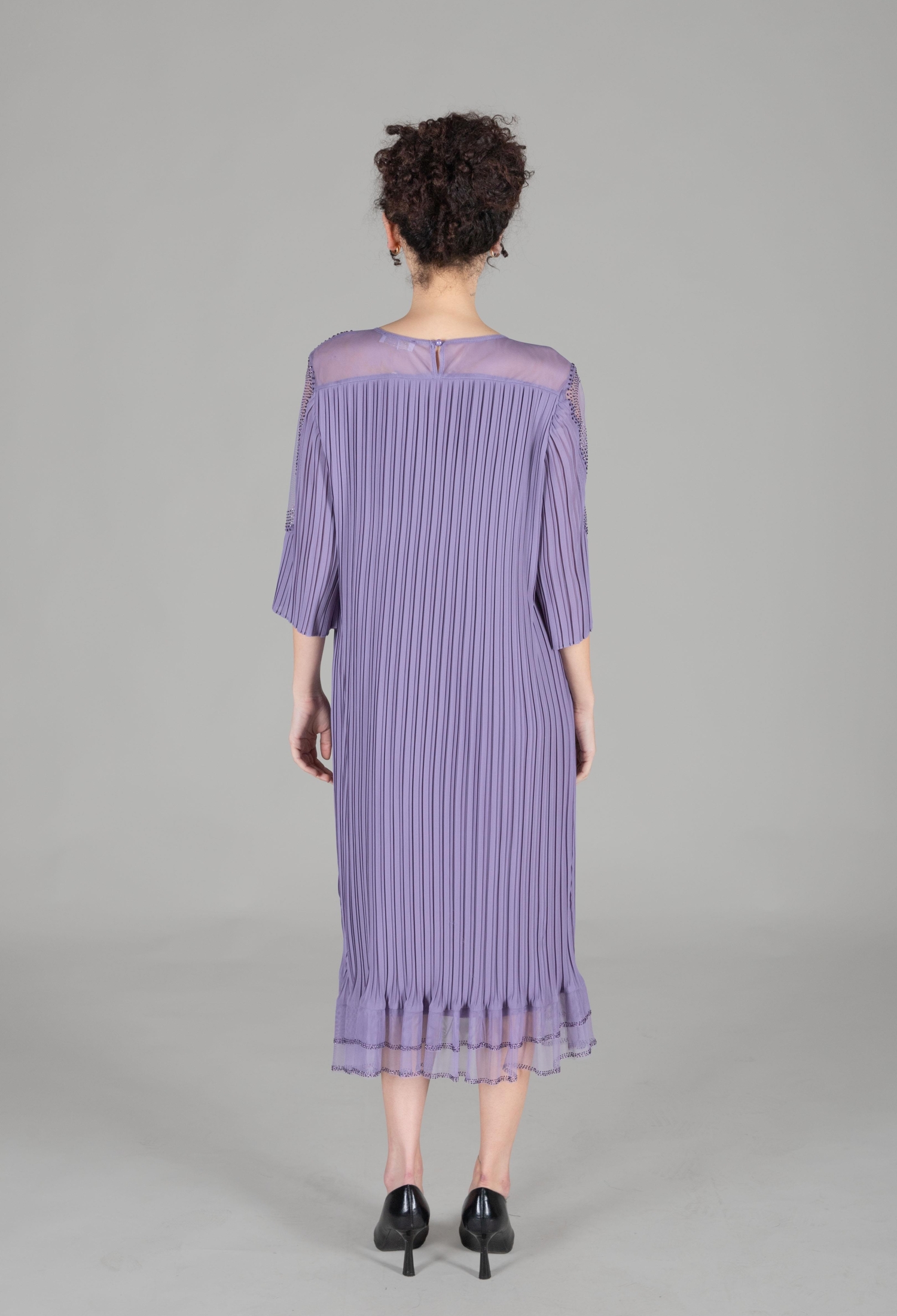 Oval Collar Stone Pleated Dress - Brand: GUMANIZE - Women & Kids, Baby Clothes Wholesale - TheBS Women