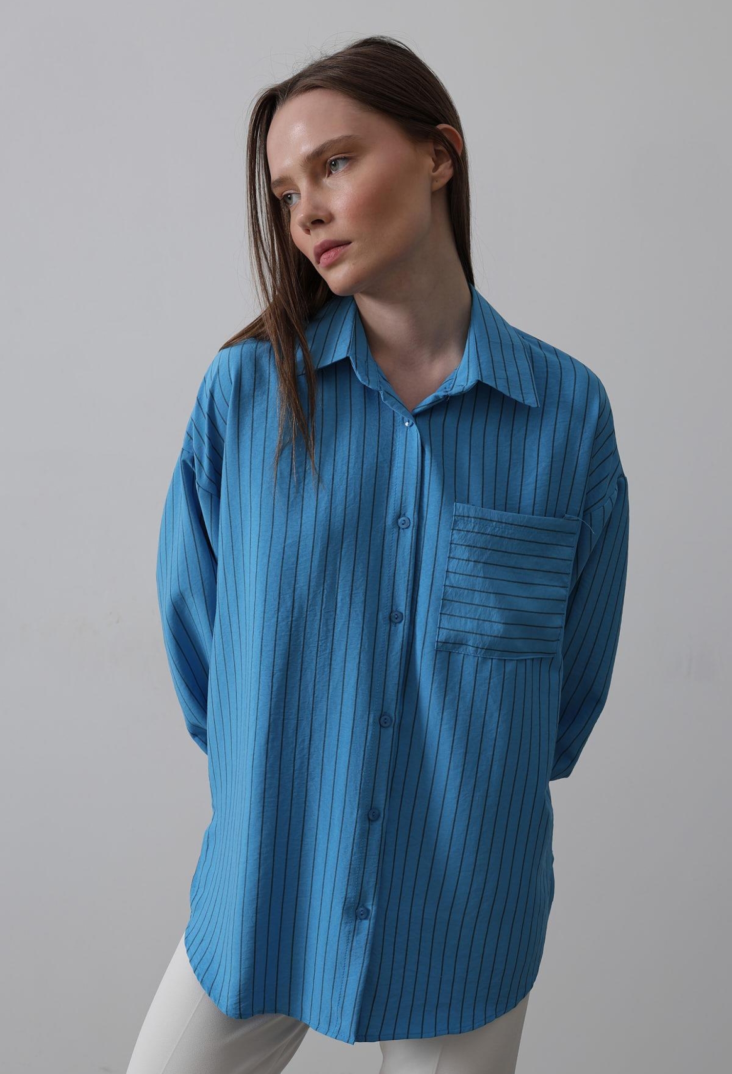 Striped Single Pocket Shirt - Brand: Reyon - Women & Kids, Baby Clothes Wholesale - TheBS Women