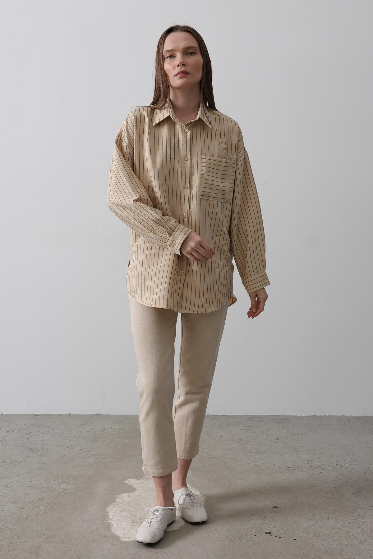 Striped Single Pocket Shirt - Brand: Reyon - Women & Kids, Baby Clothes Wholesale - TheBS Women