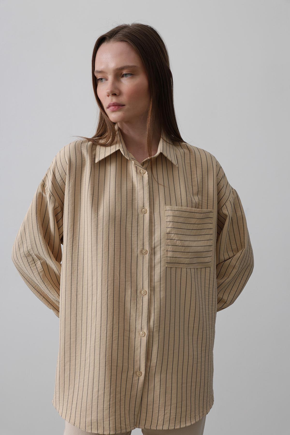 Striped Single Pocket Shirt - Brand: Reyon - Women & Kids, Baby Clothes Wholesale - TheBS Women