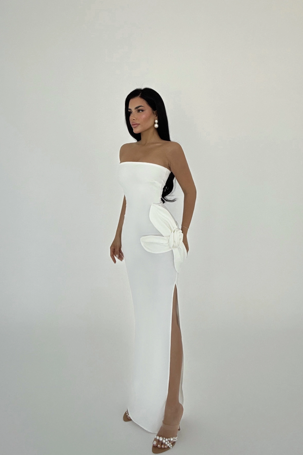 Rose Detail Strapless Dress - Brand: EYYO ATELIER - Women & Kids, Baby Clothes Wholesale - TheBS Women Rose Detail Strapless Dress - Brand: EYYO ATELIER - Women & Kids, Baby Clothes Wholesale - TheBS Women