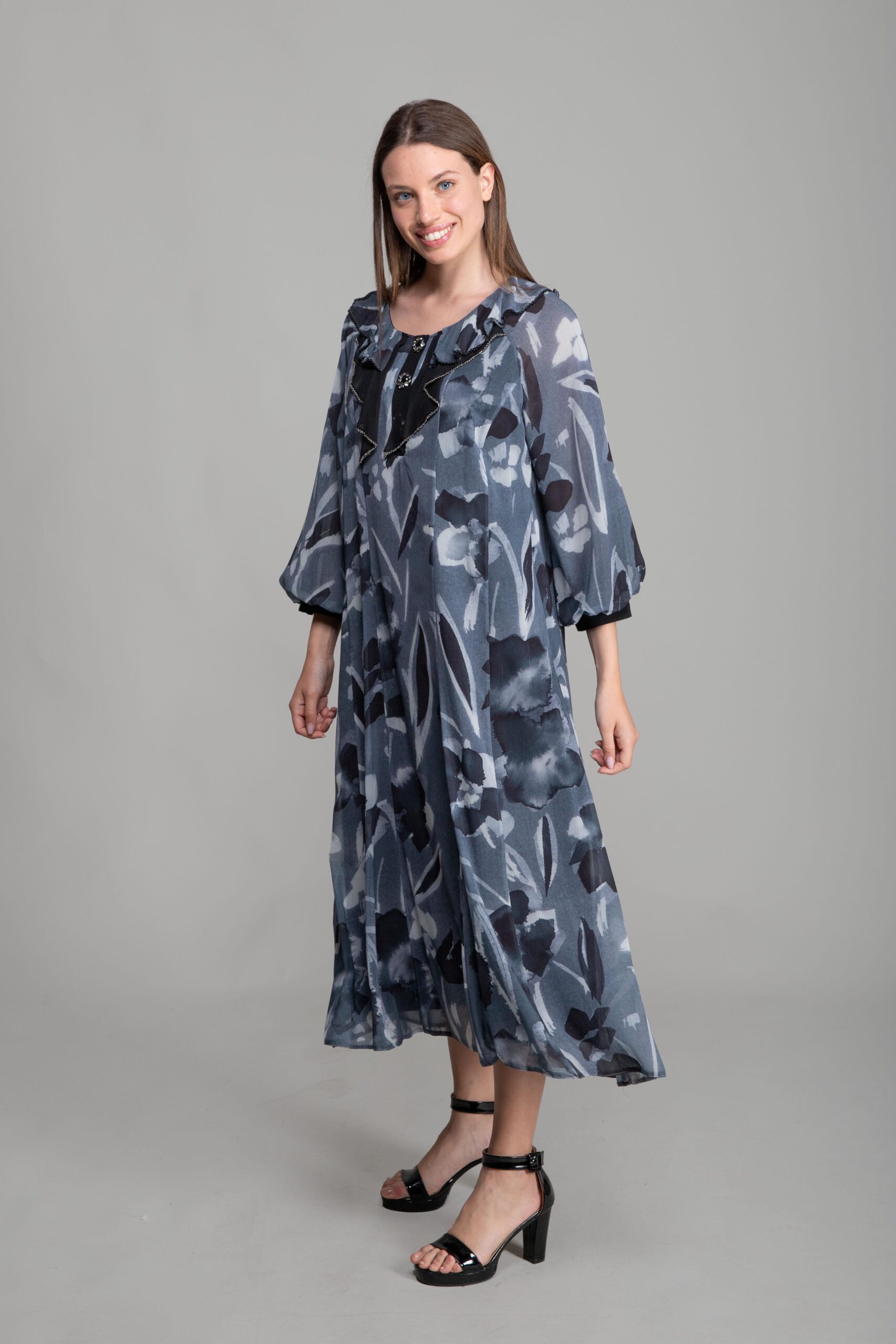 Round Ruffle Collar Empirme Dress - Brand: GUMANIZE - Women & Kids, Baby Clothes Wholesale - TheBS Women Round Ruffle Collar Empirme Dress - Brand: GUMANIZE - Women & Kids, Baby Clothes Wholesale - TheBS Women