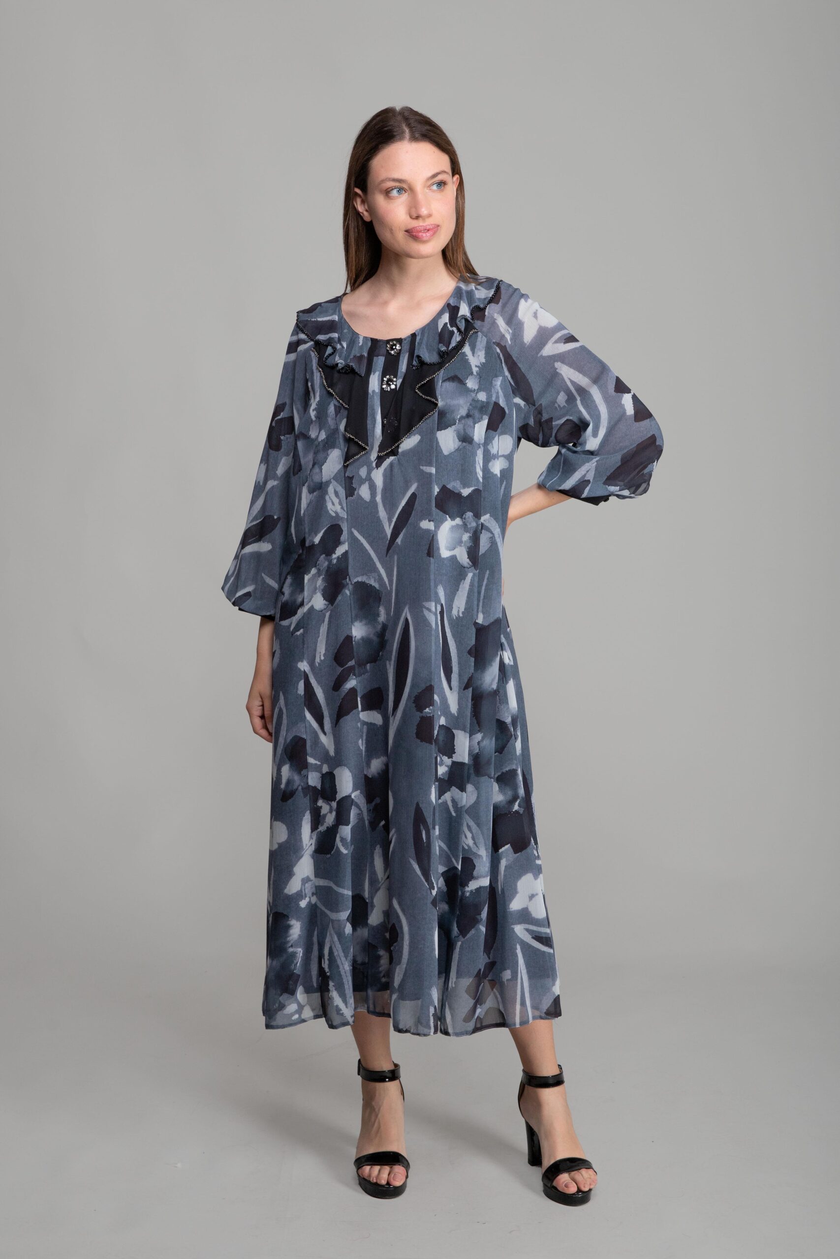 Round Ruffle Collar Empirme Dress - Brand: GUMANIZE - Women & Kids, Baby Clothes Wholesale - TheBS Women Round Ruffle Collar Empirme Dress - Brand: GUMANIZE - Women & Kids, Baby Clothes Wholesale - TheBS Women