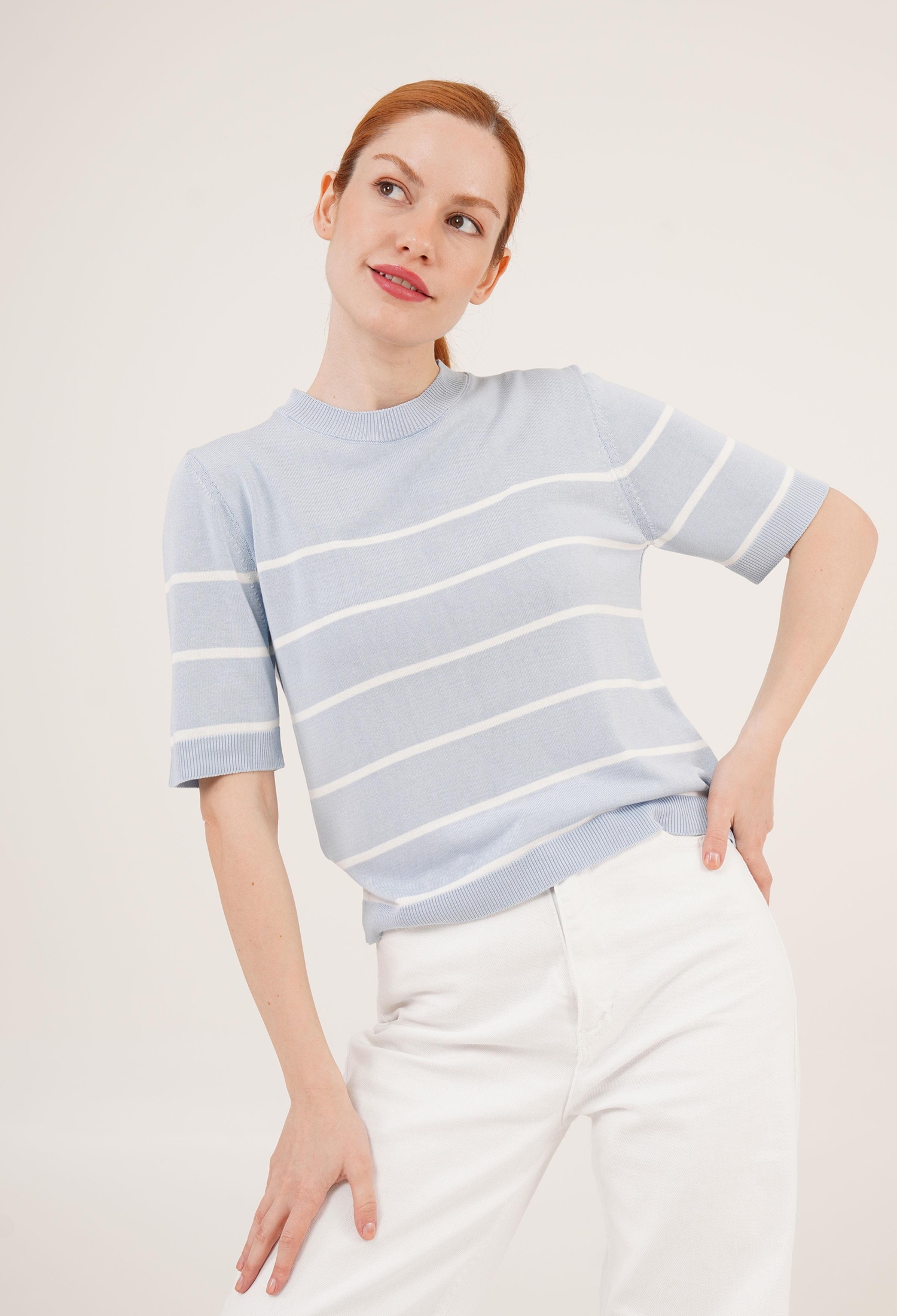 Striped Short Sleeve BabyWholesale Blouse - Brand: Lustrin - Women & Kids, Baby Clothes Wholesale - TheBS Women