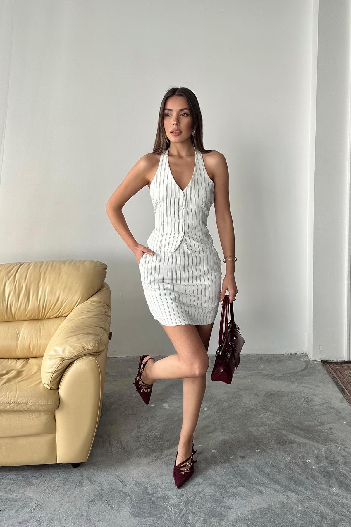 WholesaleStriped Vest And Skirt Suit - Brand: Elisa - Women & Kids, Baby Clothes Wholesale - TheBS Women