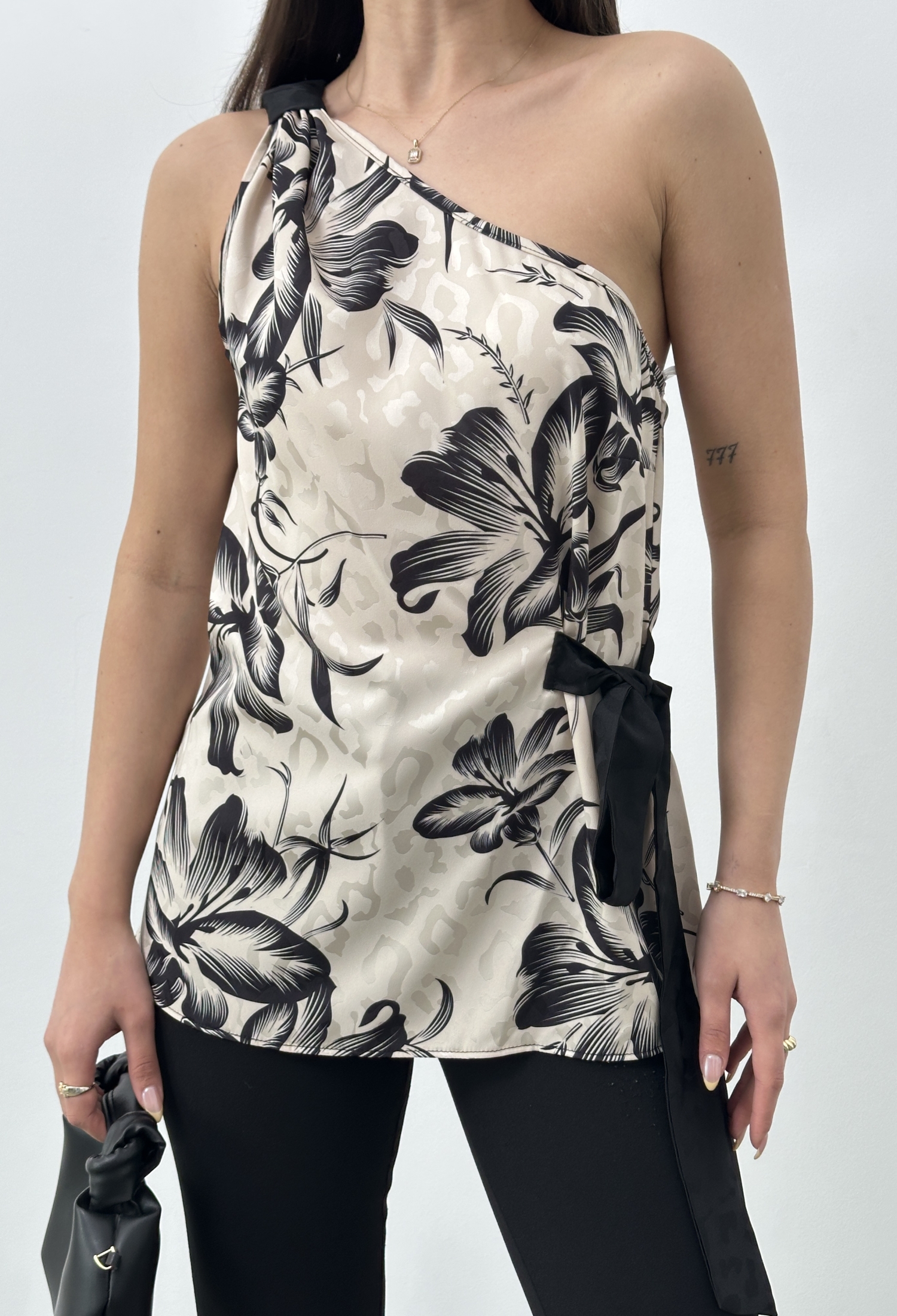 Leopard Jacquard One-Shoulder Blouse - Brand: STEPS - Women & Kids, Baby Clothes Wholesale - TheBS Women