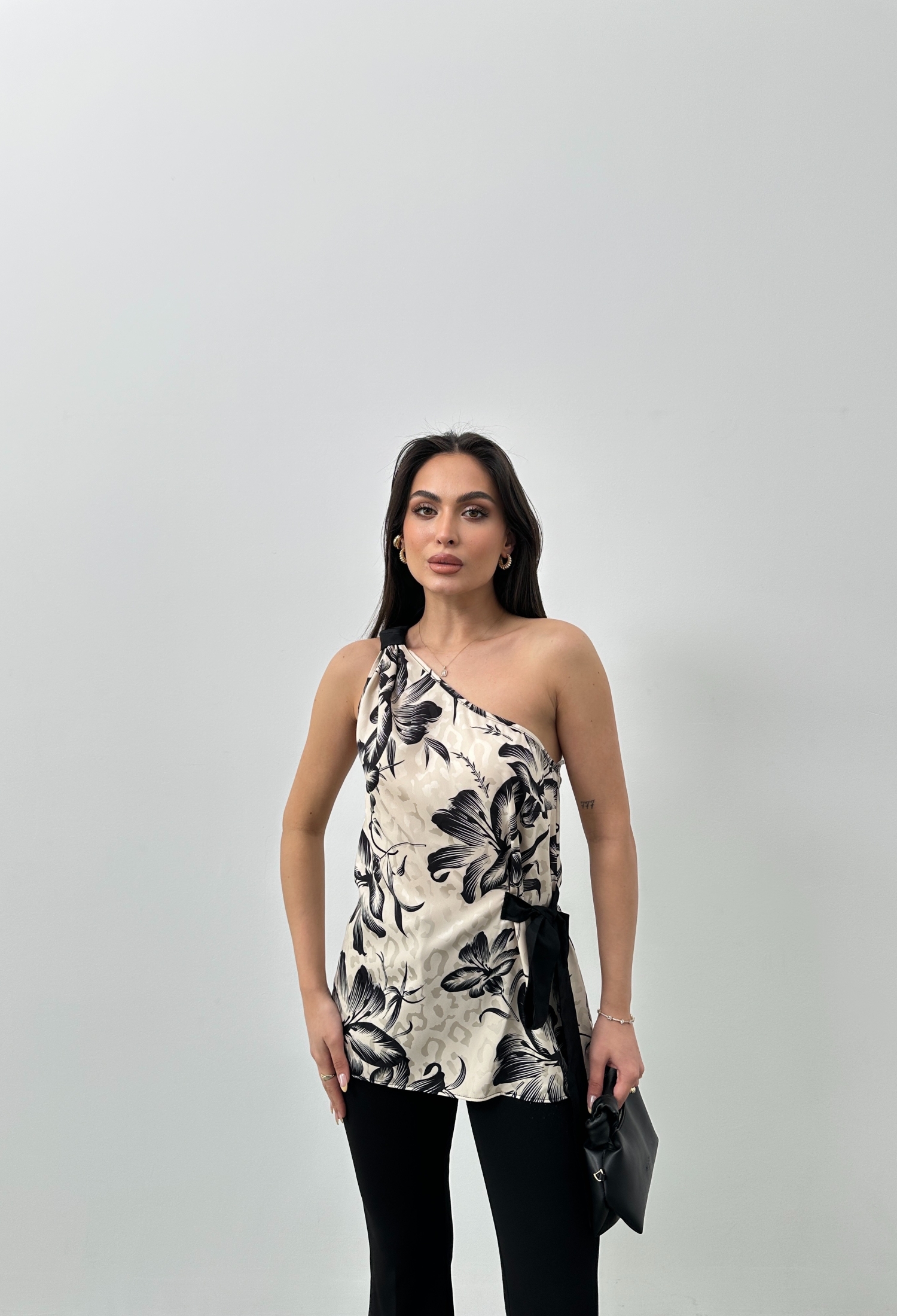 Leopard Jacquard One-Shoulder Blouse - Brand: STEPS - Women & Kids, Baby Clothes Wholesale - TheBS Women