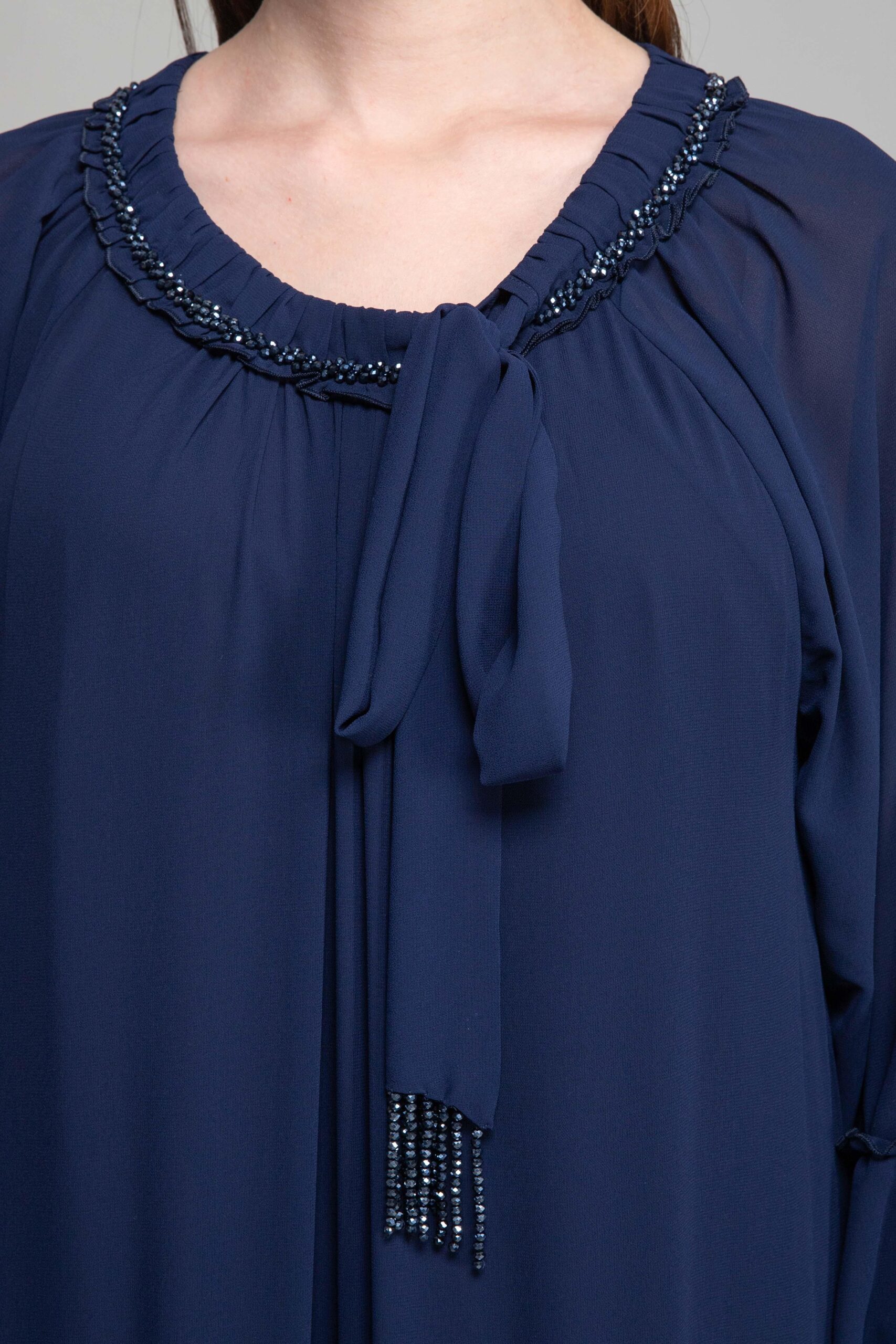 Round Neck Ruffle Chiffon Dress - Navy - Brand: GUMANIZE - Women & Kids, Baby Clothes Wholesale - TheBS Women Round Neck Ruffle Chiffon Dress - Navy - Brand: GUMANIZE - Women & Kids, Baby Clothes Wholesale - TheBS Women