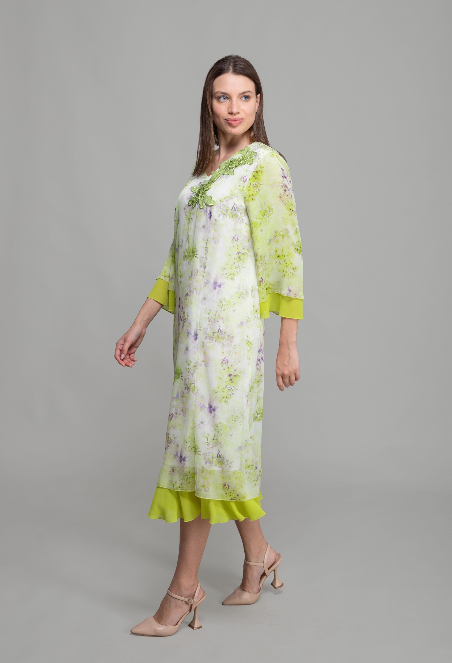 V Neck Silk Line Elegant Dress - Multicolor - Brand: GUMANIZE - Women & Kids, Baby Clothes Wholesale - TheBS Women