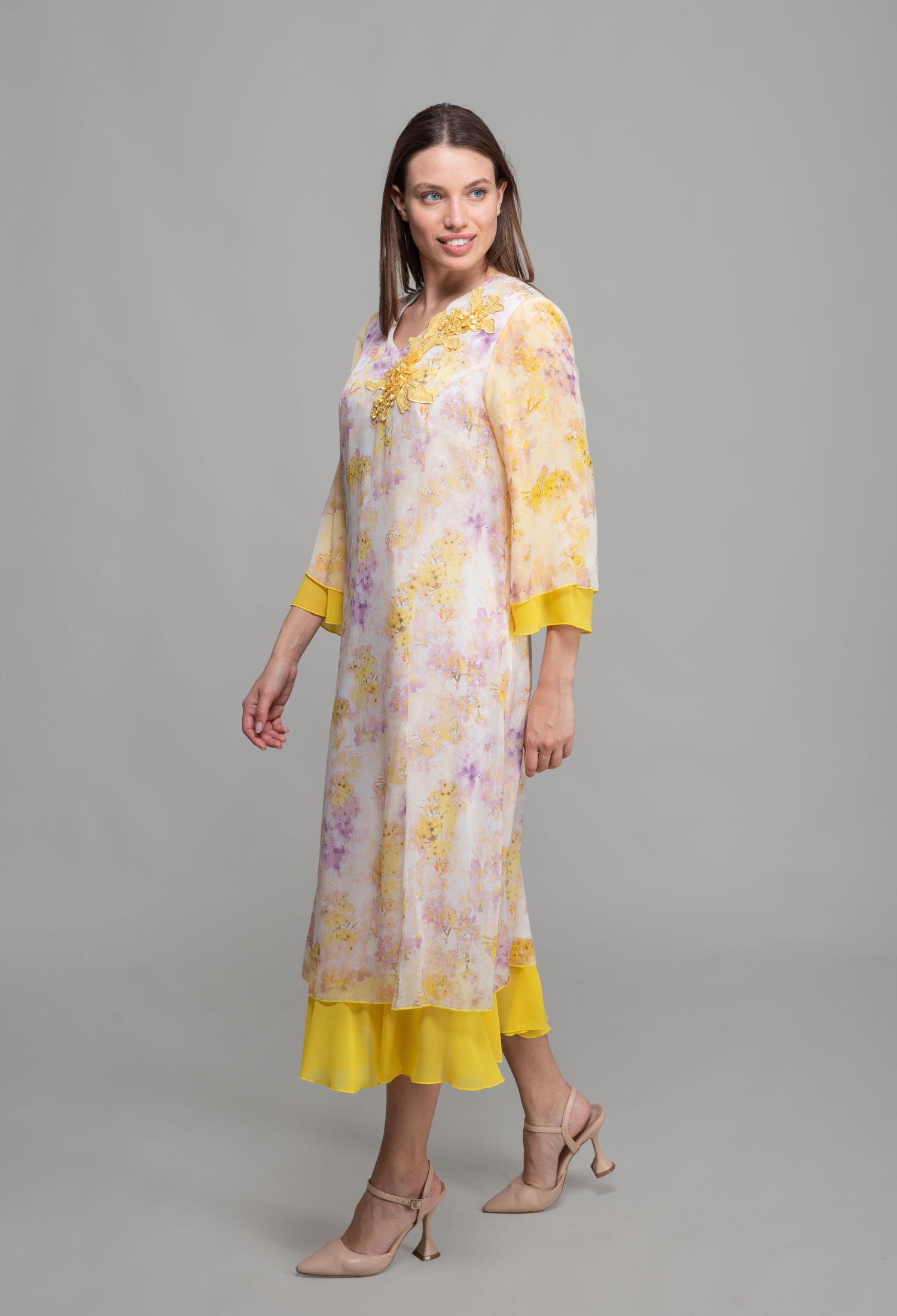 V-Neck Elegant Dress - Multicolor - Brand: GUMANIZE - Women & Kids, Baby Clothes Wholesale - TheBS Women