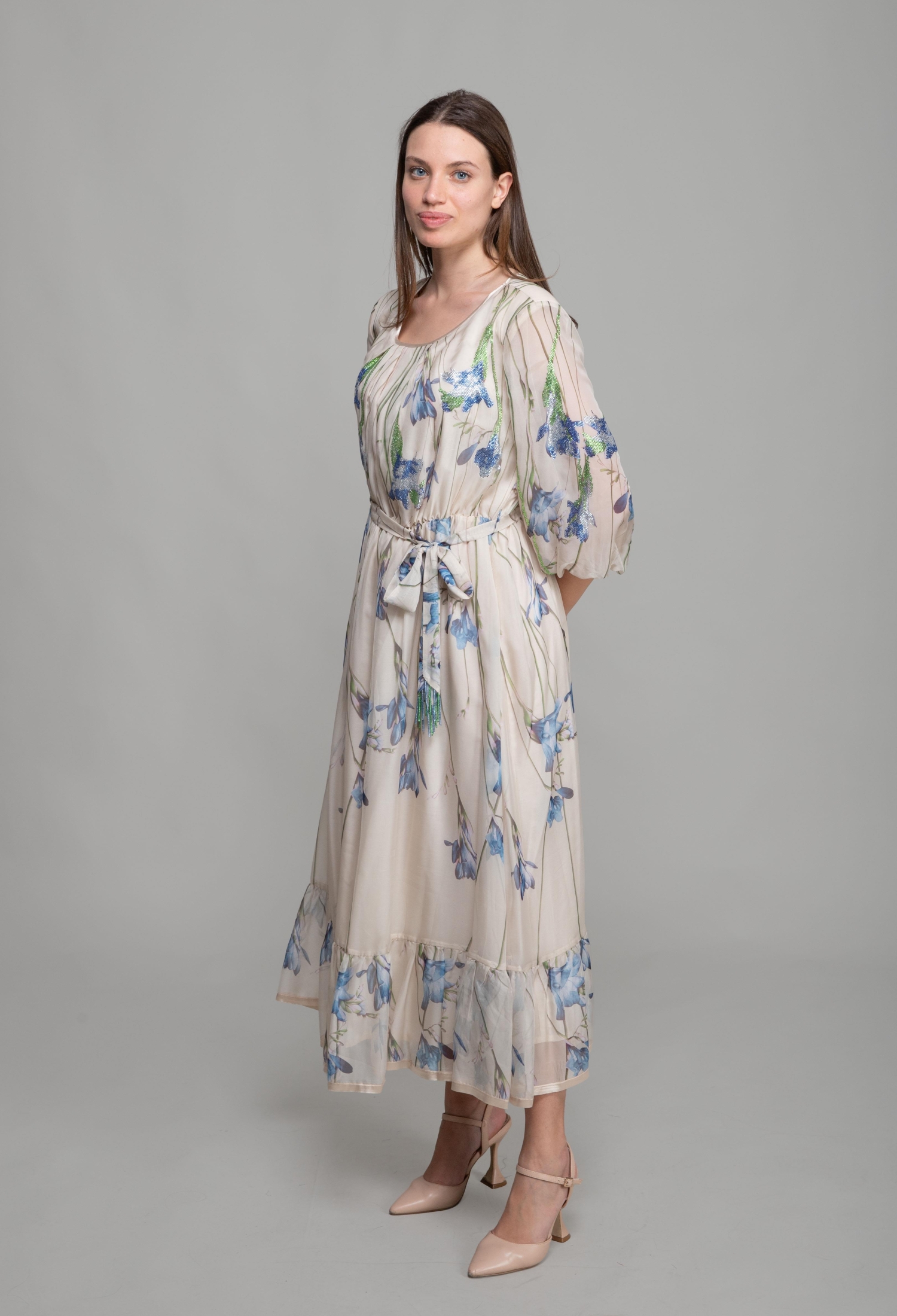 Round Neck Floral Pattern Print Dress - Multicolor - Brand: GUMANIZE - Women & Kids, Baby Clothes Wholesale - TheBS Women