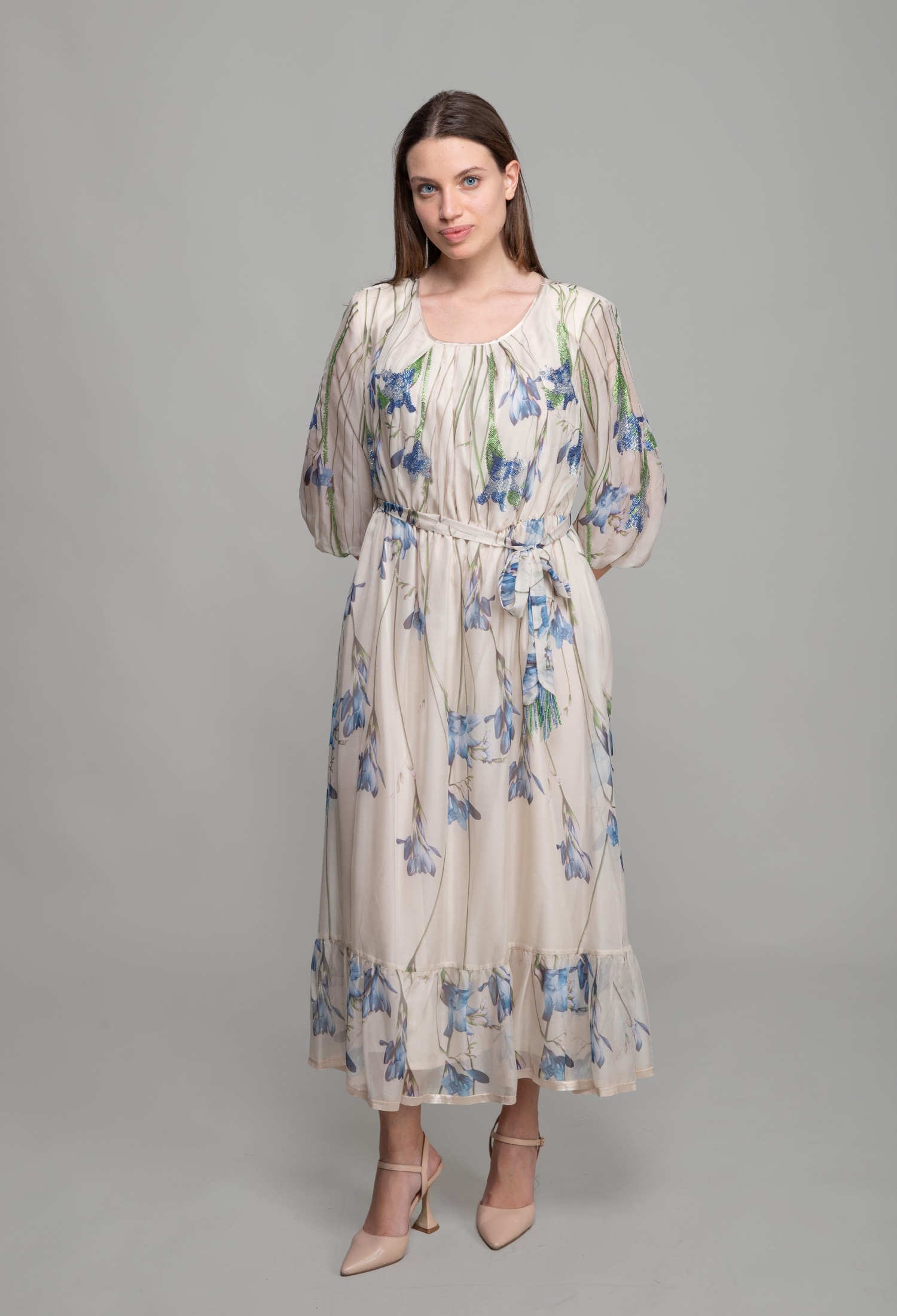 Round Neck Floral Pattern Print Dress - Multicolor - Brand: GUMANIZE - Women & Kids, Baby Clothes Wholesale - TheBS Women