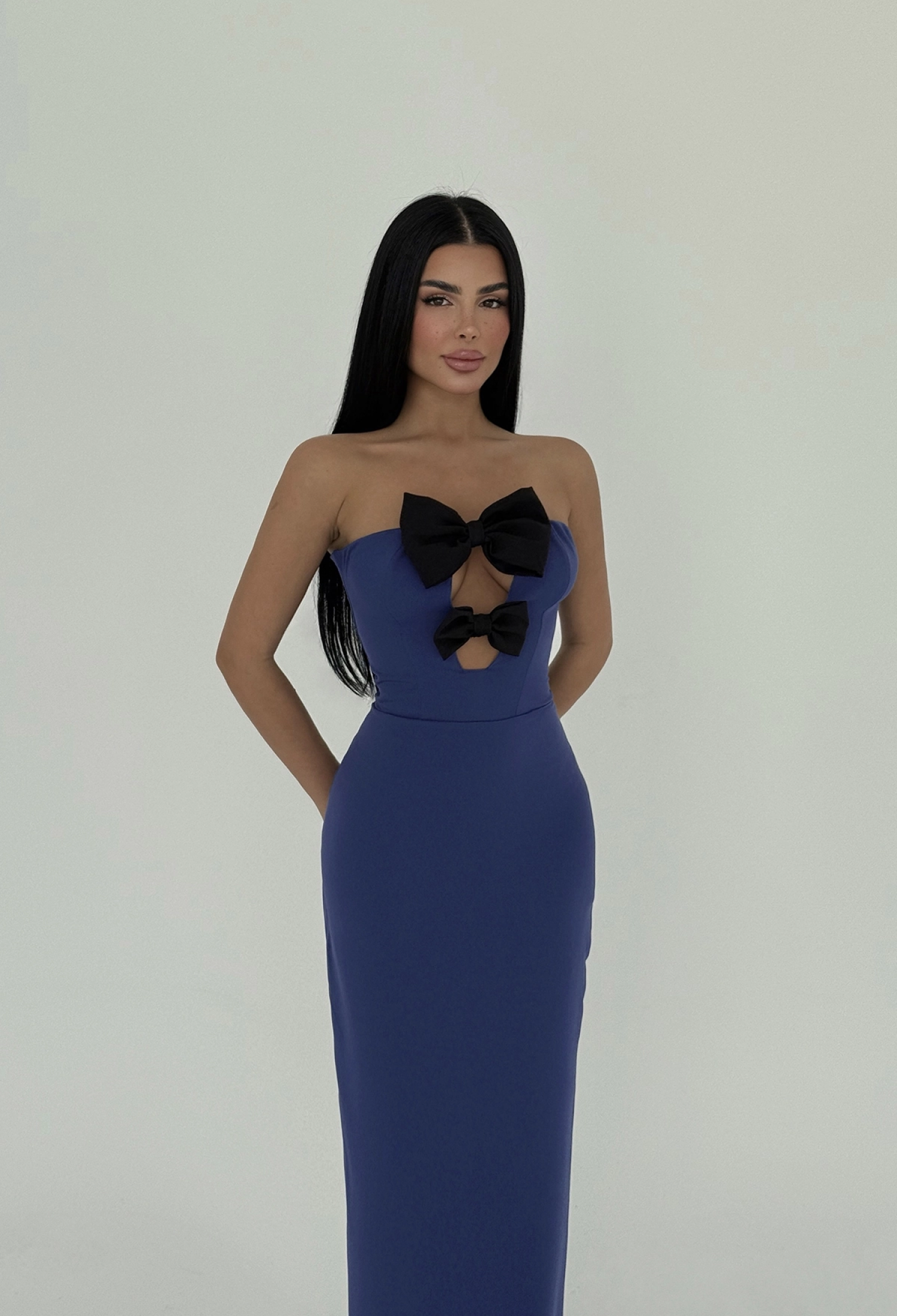 Bow Detail Strapless Dress - Mix Color - Brand: EYYO ATELIER - Women & Kids, Baby Clothes Wholesale - TheBS Women