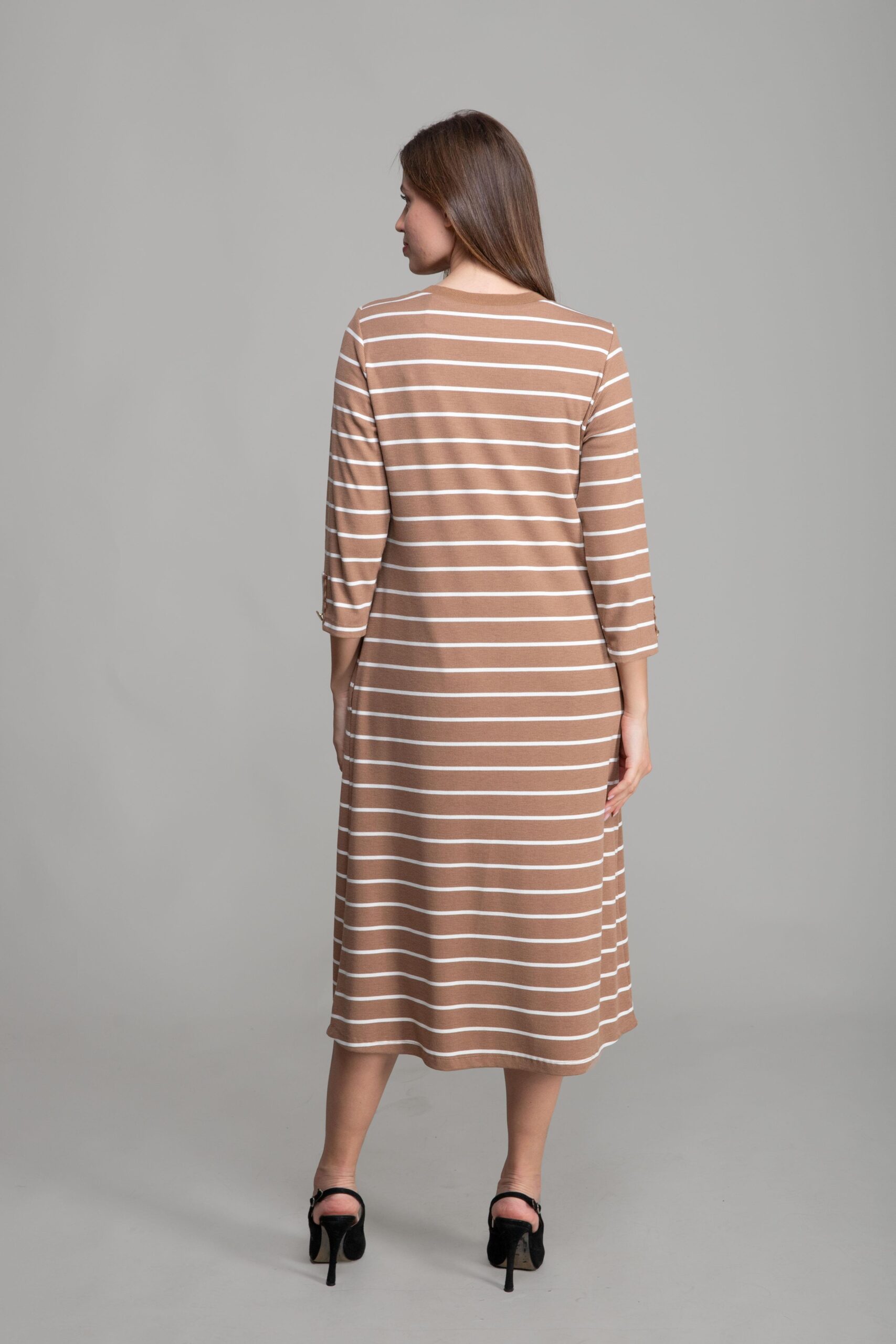 Round Neck Veroz Striped Dress - Multicolor - Brand: GUMANIZE - Women & Kids, Baby Clothes Wholesale - TheBS Women Round Neck Veroz Striped Dress - Multicolor - Brand: GUMANIZE - Women & Kids, Baby Clothes Wholesale - TheBS Women