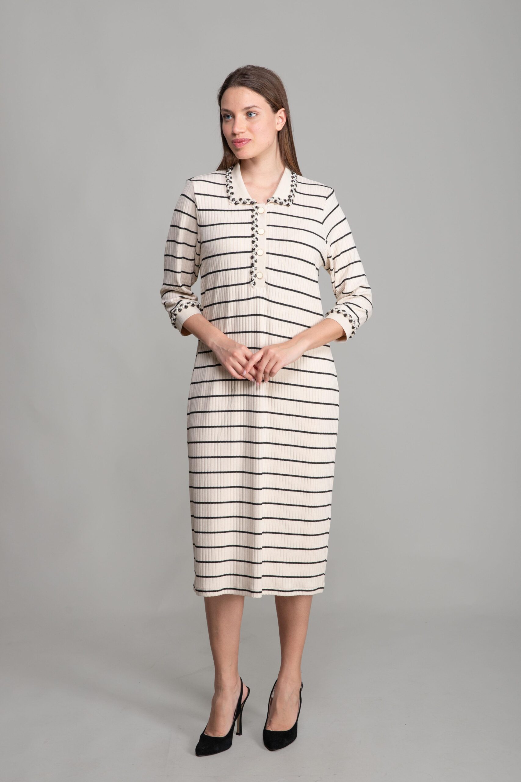 Shirt Collar Striped Dress - Multicolor - Brand: GUMANIZE - Women & Kids, Baby Clothes Wholesale - TheBS Women Shirt Collar Striped Dress - Multicolor - Brand: GUMANIZE - Women & Kids, Baby Clothes Wholesale - TheBS Women