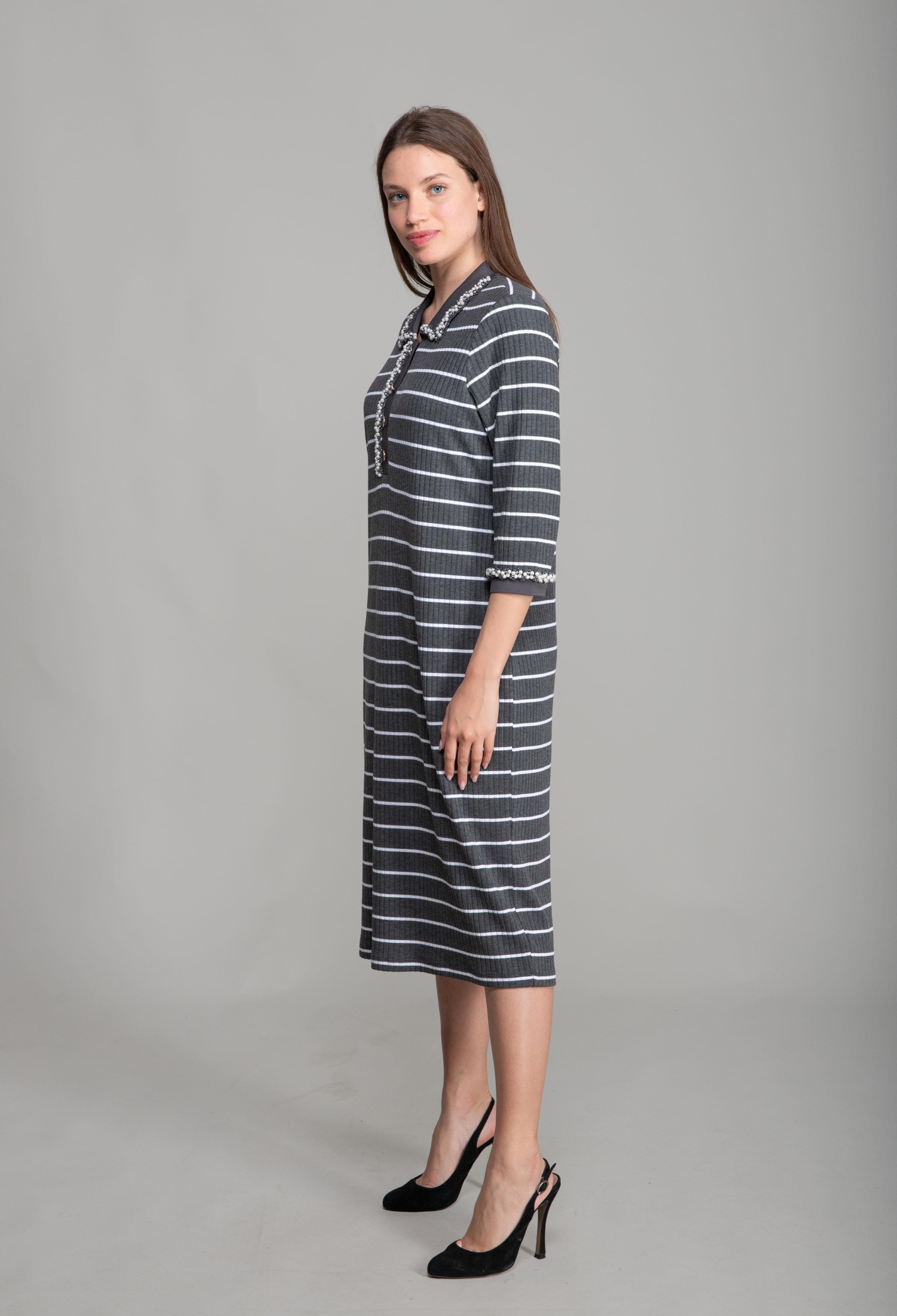 Shirt Collar Striped Dress - Multicolor - Brand: GUMANIZE - Women & Kids, Baby Clothes Wholesale - TheBS Women