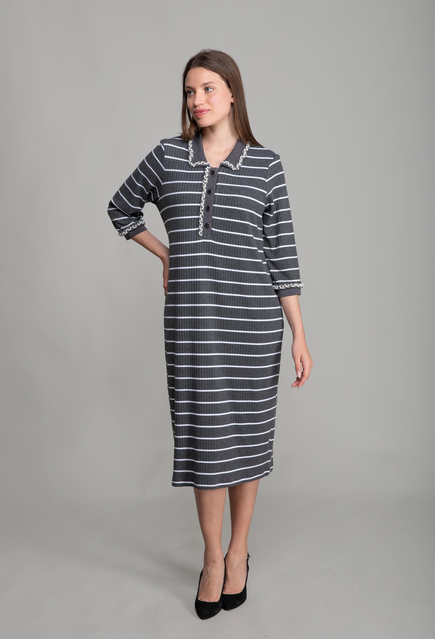 Shirt Collar Striped Dress - Multicolor - Brand: GUMANIZE - Women & Kids, Baby Clothes Wholesale - TheBS Women