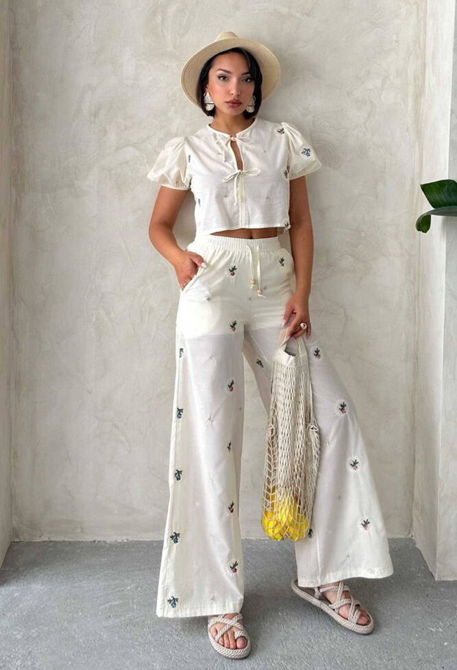 Embroidered Pants - Stone - Brand: Topshow - Women & Kids, Baby Clothes Wholesale - TheBS Women