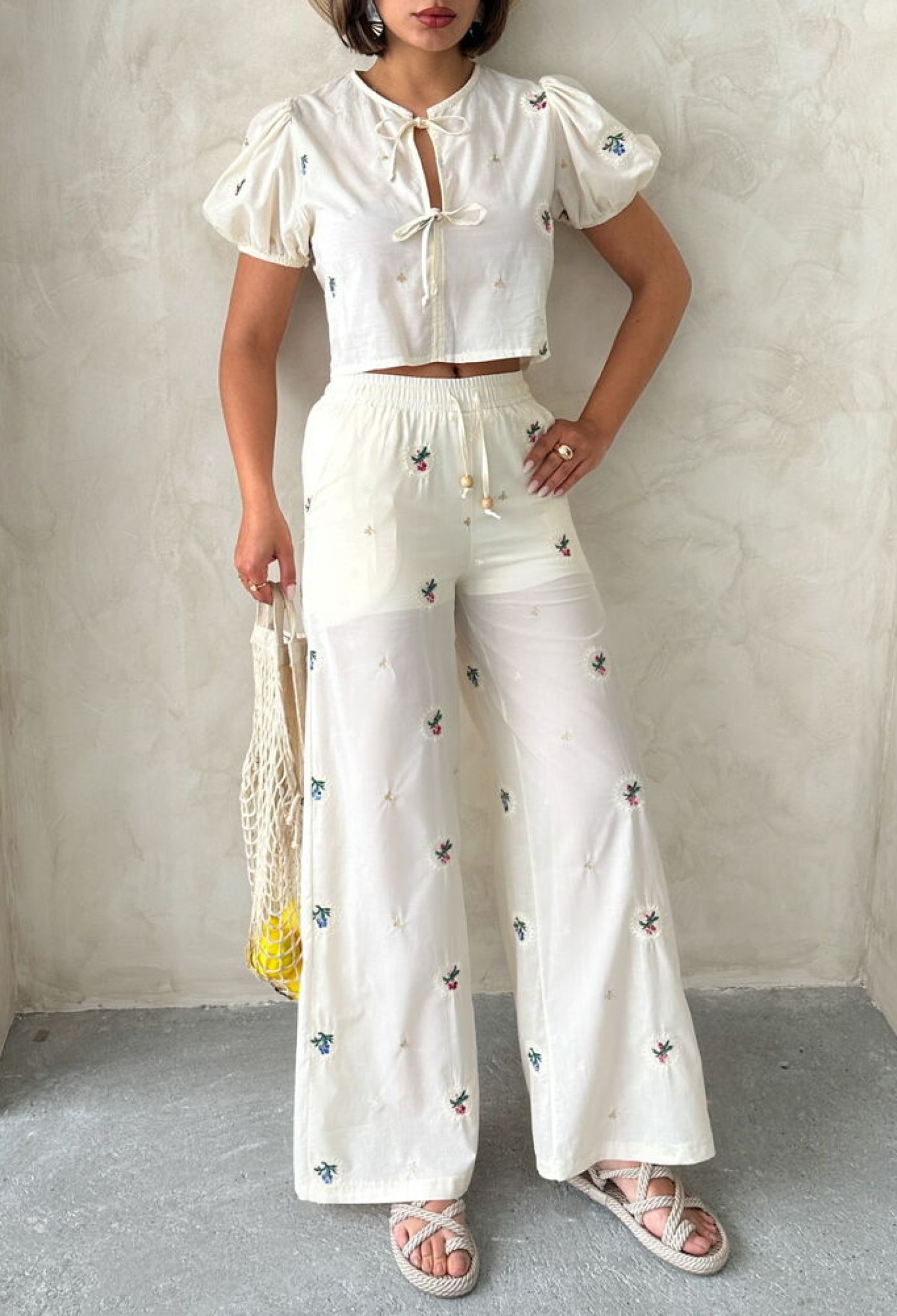 Embroidered Pants - Stone - Brand: Topshow - Women & Kids, Baby Clothes Wholesale - TheBS Women