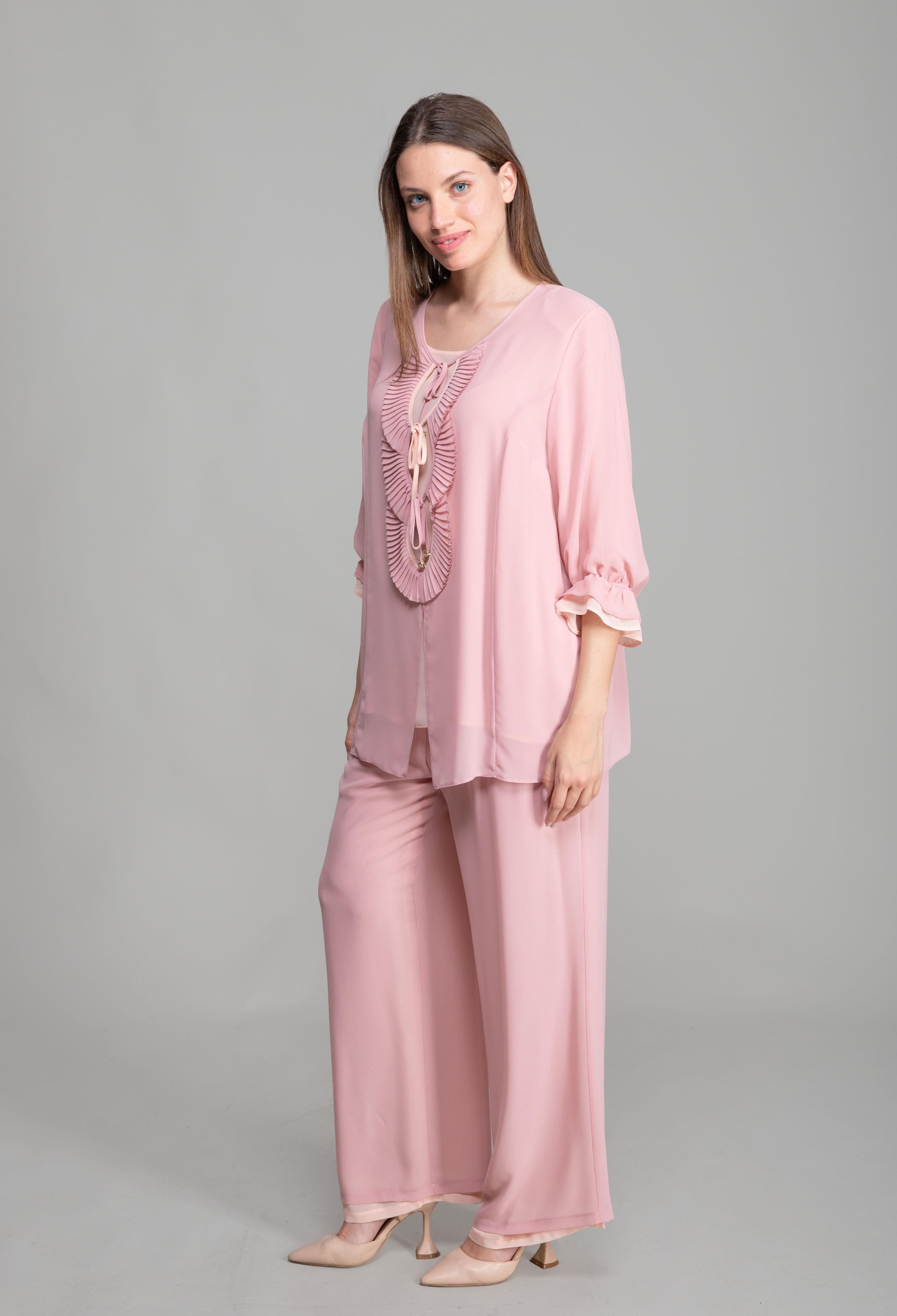 V Neck Blouse Pants Chiffon Set - Brand: GUMANIZE - Women & Kids, Baby Clothes Wholesale - TheBS Women