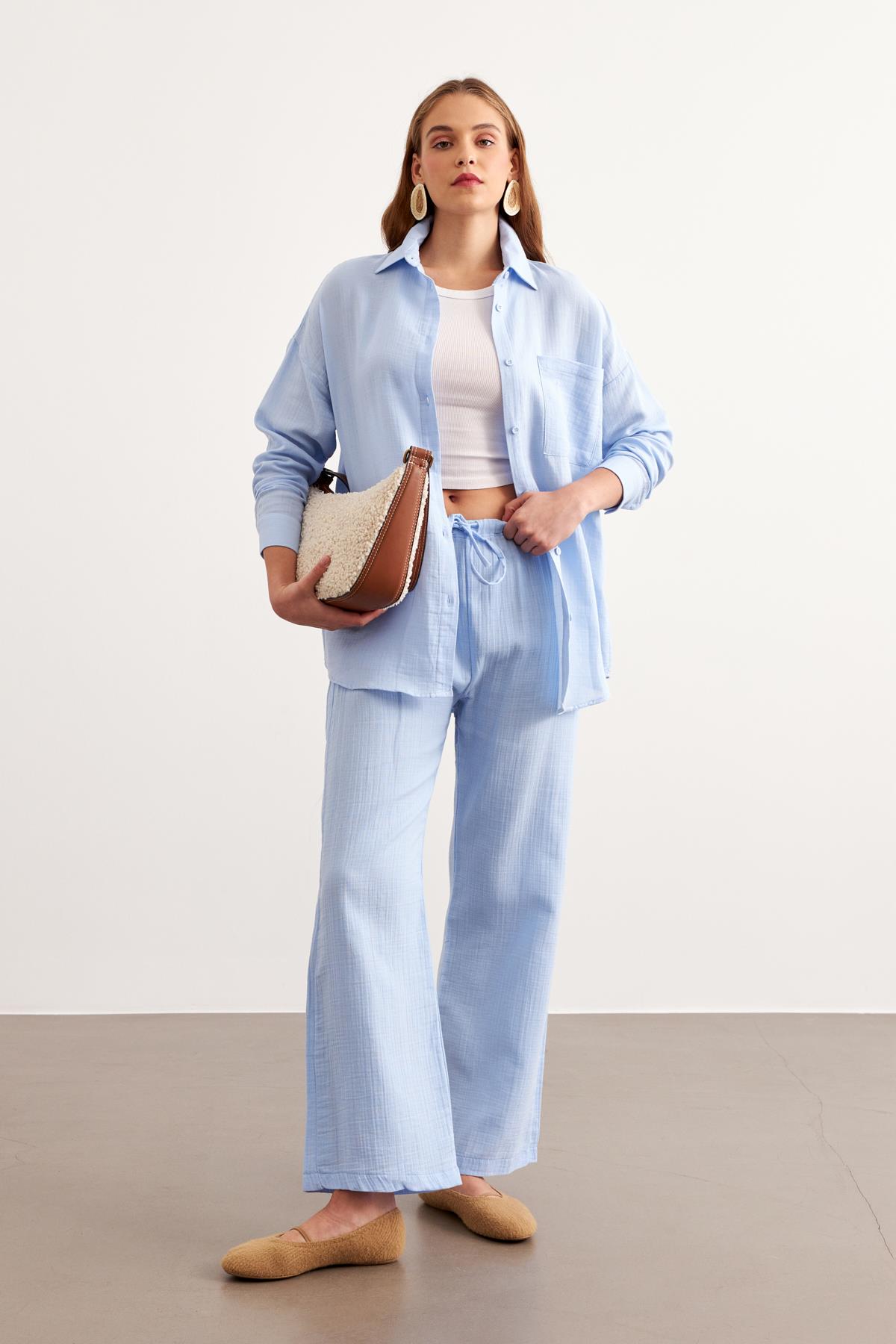 Elastic Waist Mueslin Pants - Brand: Levure - Women & Kids, Baby Clothes Wholesale - TheBS Women Elastic Waist Mueslin Pants - Brand: Levure - Women & Kids, Baby Clothes Wholesale - TheBS Women