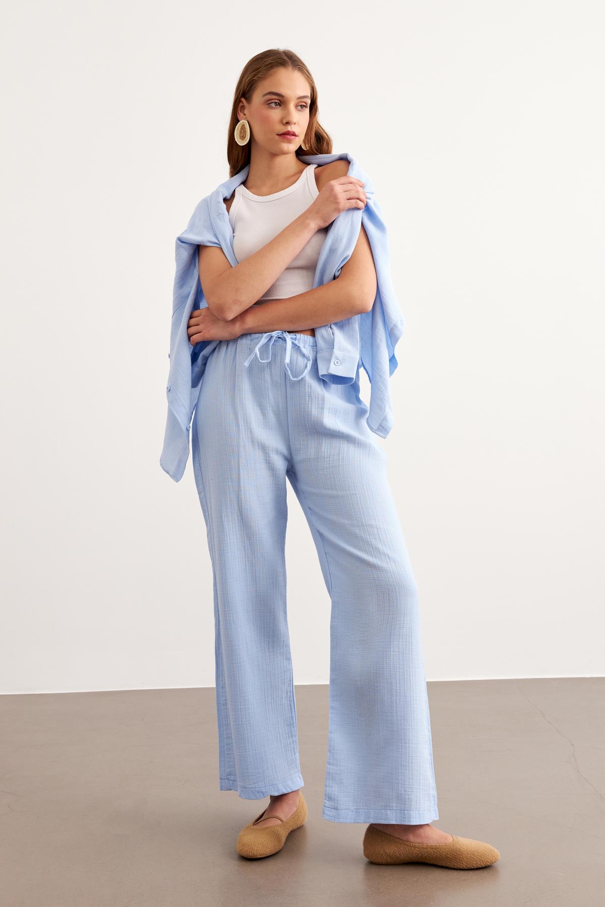 Elastic Waist Mueslin Pants - Brand: Levure - Women & Kids, Baby Clothes Wholesale - TheBS Women Elastic Waist Mueslin Pants - Brand: Levure - Women & Kids, Baby Clothes Wholesale - TheBS Women