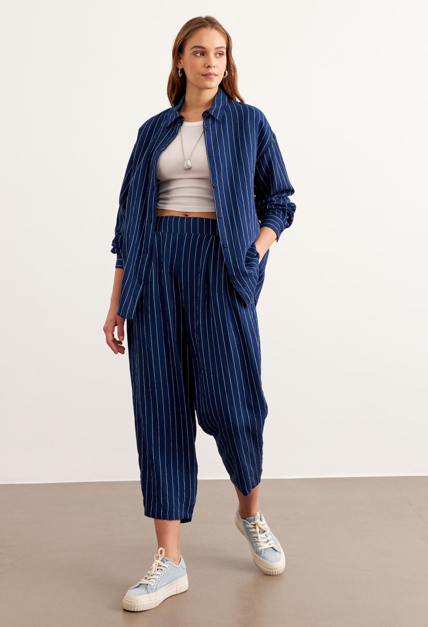 Striped Oversize ShirtWith Front Buttons - Brand: Levure - Women & Kids, Baby Clothes Wholesale - TheBS Women