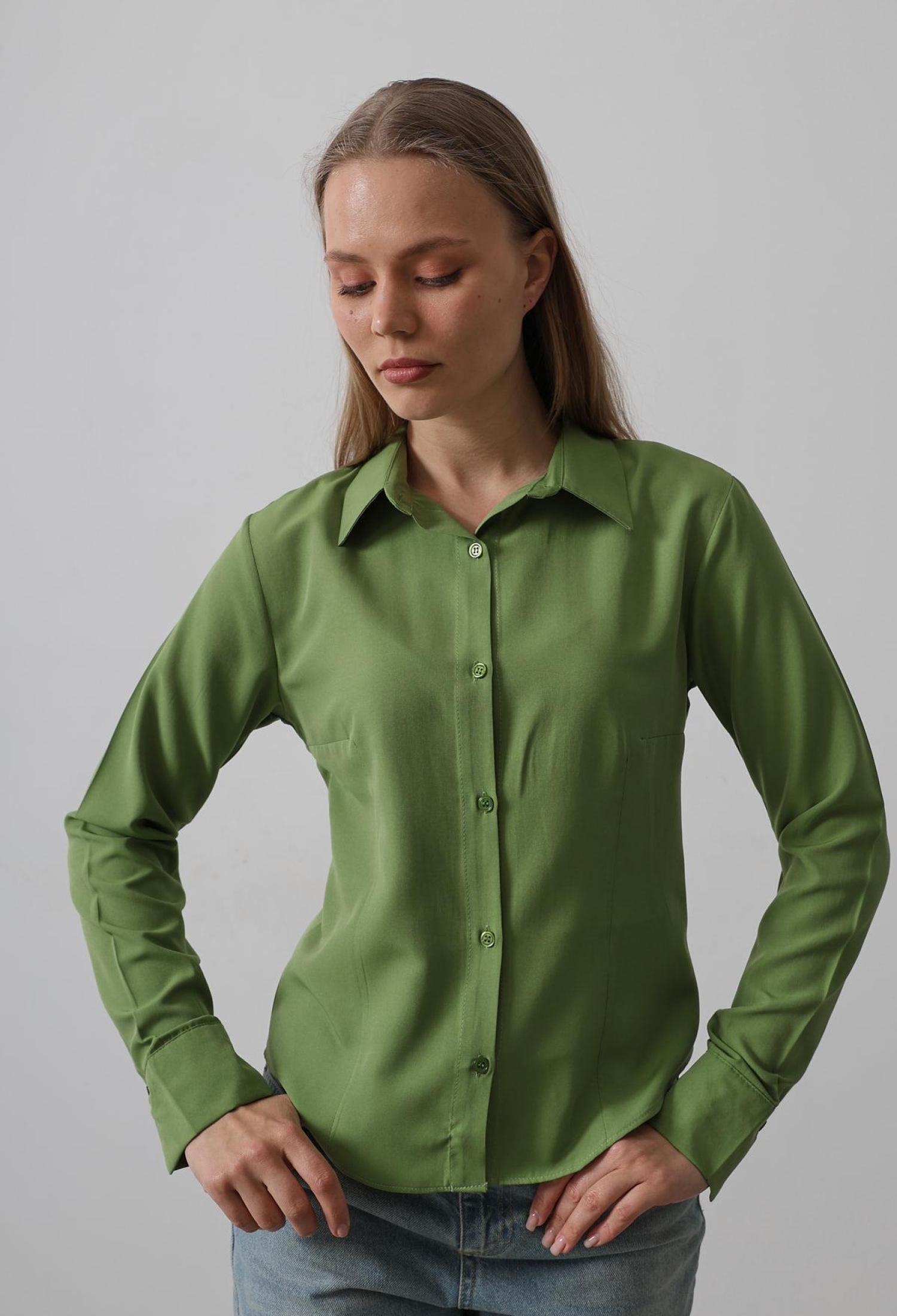 Basic Shirt - Cagla Green - Brand: Reyon - Women & Kids, Baby Clothes Wholesale - TheBS Women