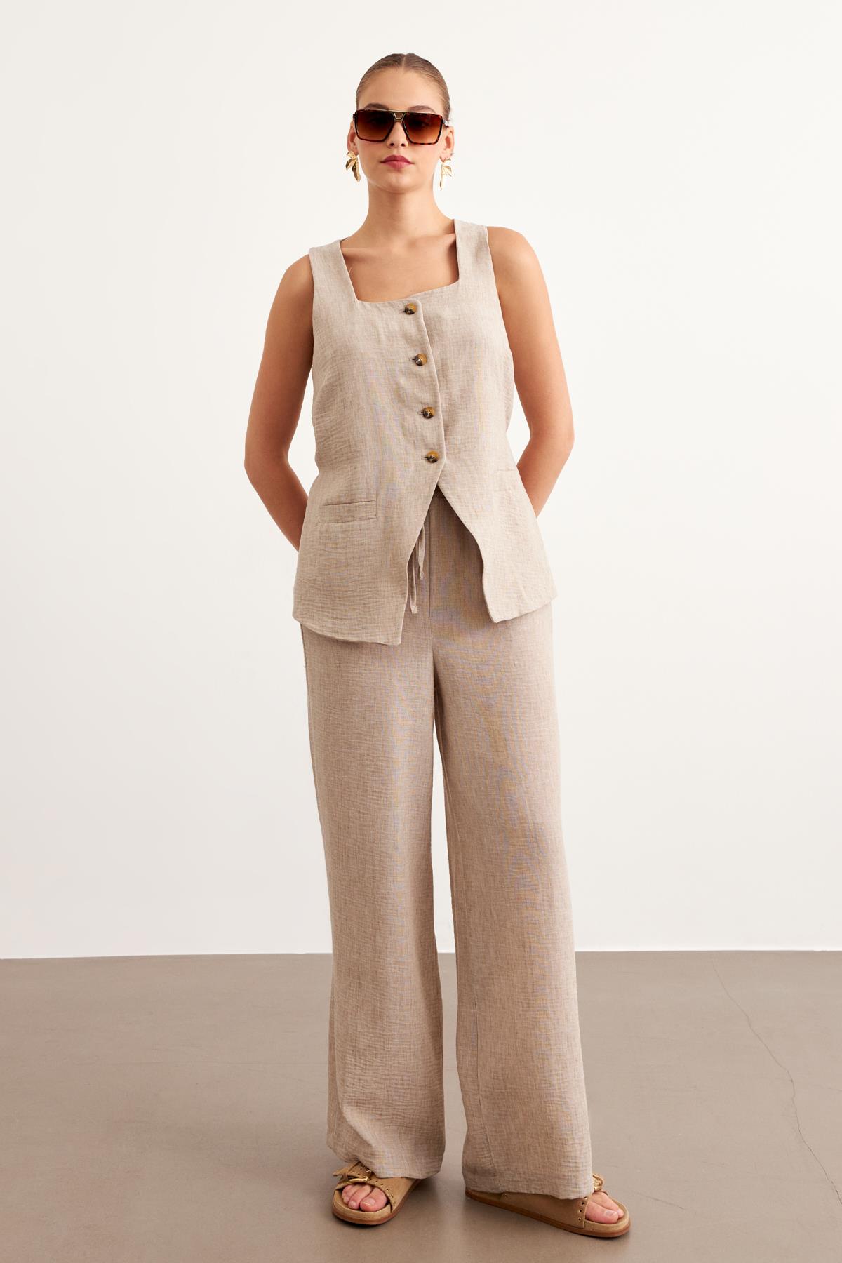 Elastic Waist Linen Trousers - Brand: Levure - Women & Kids, Baby Clothes Wholesale - TheBS Women Elastic Waist Linen Trousers - Brand: Levure - Women & Kids, Baby Clothes Wholesale - TheBS Women