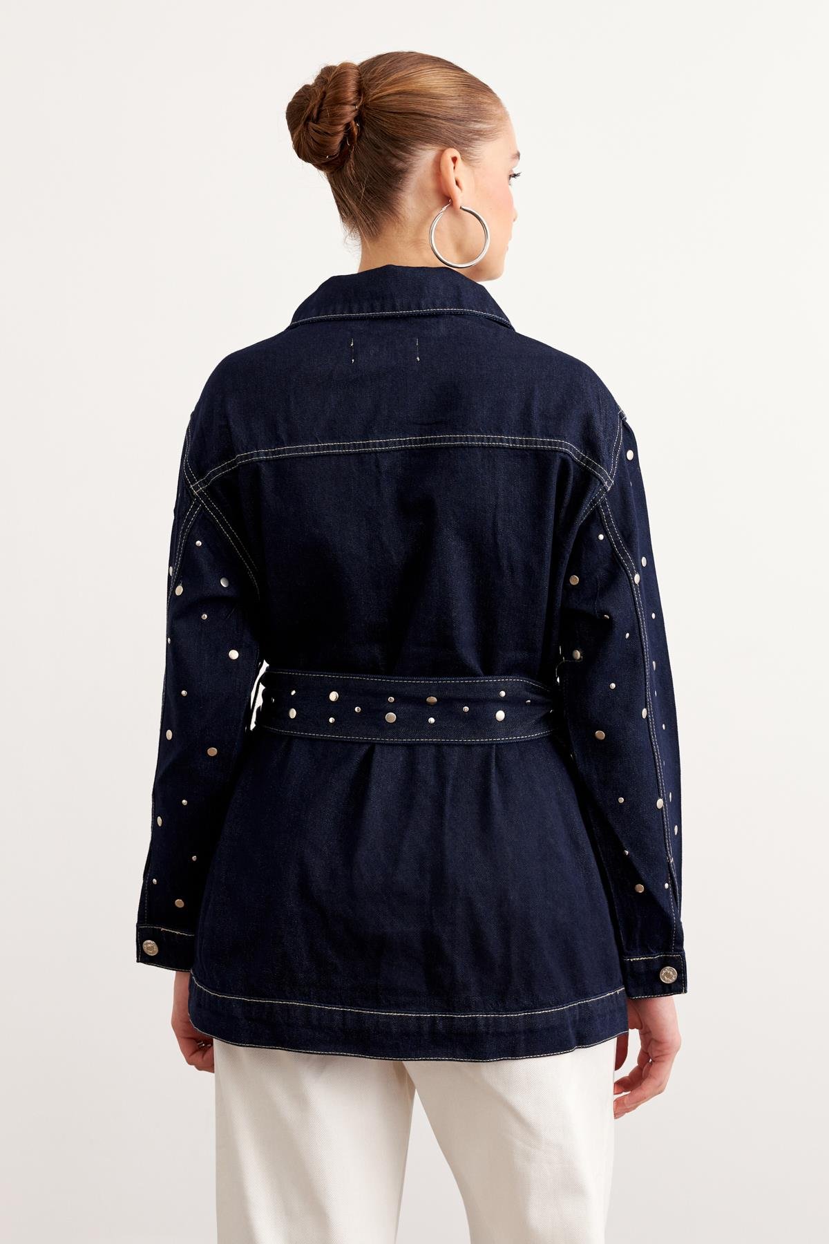 Waist Belt Detailed Drop Pleated Denim Jacket Rins Wash - Navy - Brand: Levure - Women & Kids, Baby Clothes Wholesale - TheBS Women Waist Belt Detailed Drop Pleated Denim Jacket Rins Wash - Navy - Brand: Levure - Women & Kids, Baby Clothes Wholesale - TheBS Women