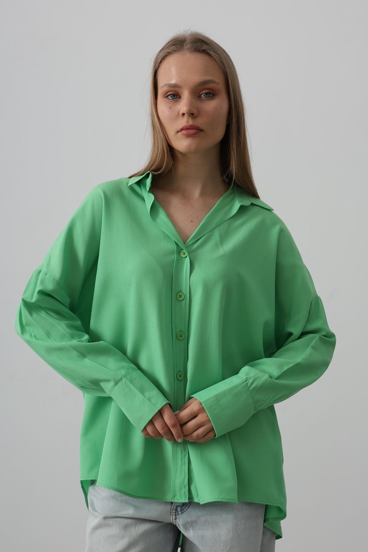 Wide Cuff Detailed Shirt – A. – Brand: Reyon – Women & Kids, Baby Clothes Wholesale – TheBS Women