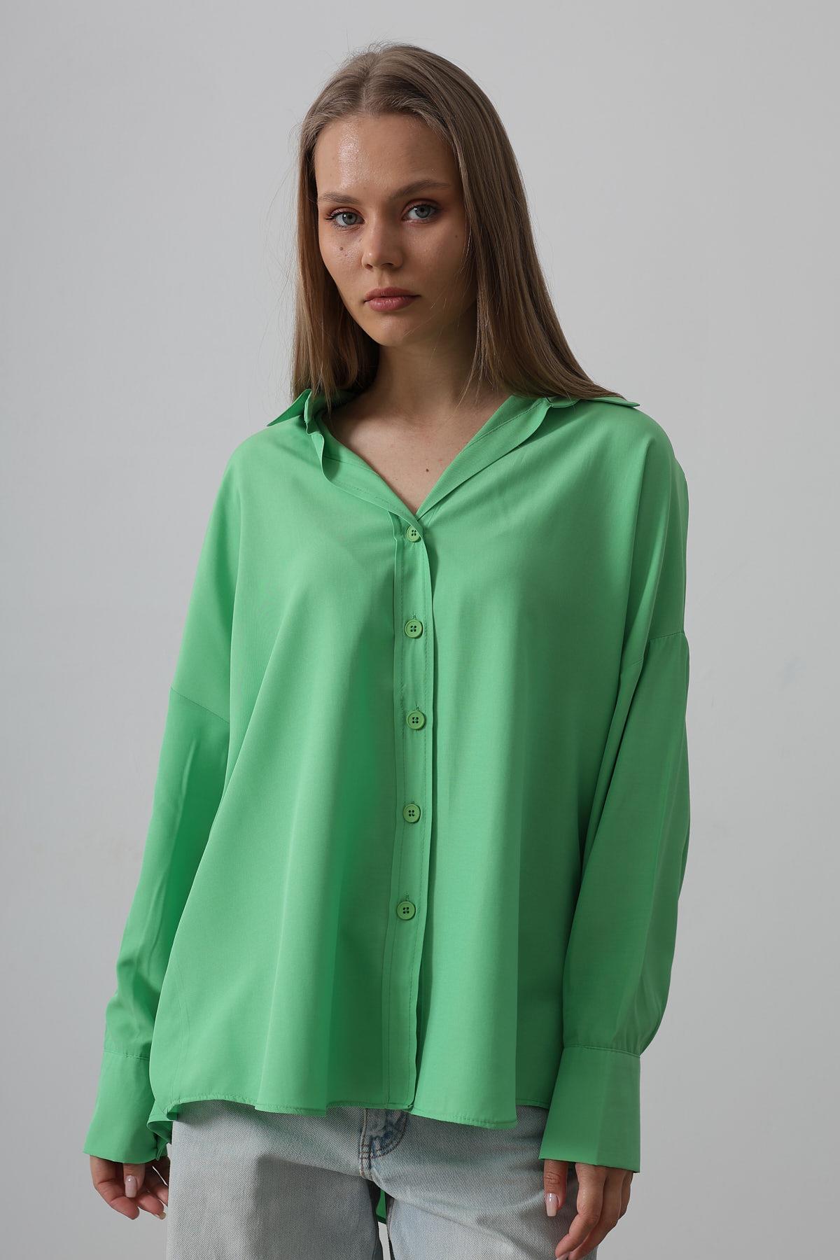 Wide Cuff Detailed Shirt – A. – Brand: Reyon – Women & Kids, Baby Clothes Wholesale – TheBS Women