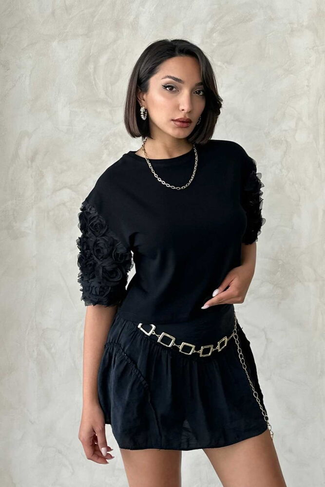 Sleeve Detailed T-Shirt - Brand: Topshow - Women & Kids, Baby Clothes Wholesale - TheBS Women