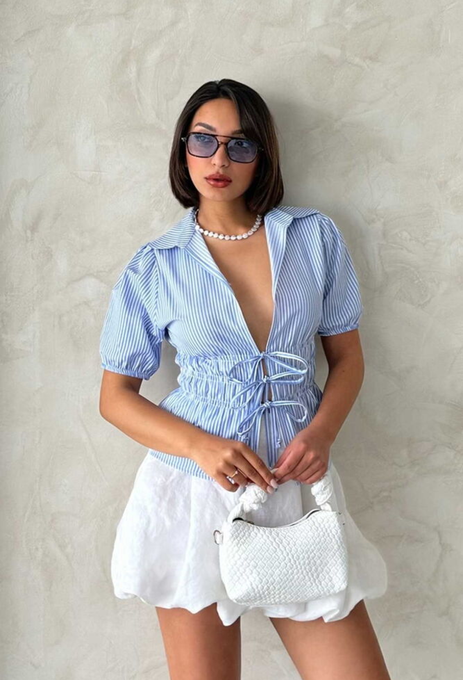 D2812 Front Tie Striped Shirt - Brand: Topshow - Women & Kids, Baby Clothes Wholesale - TheBS Women