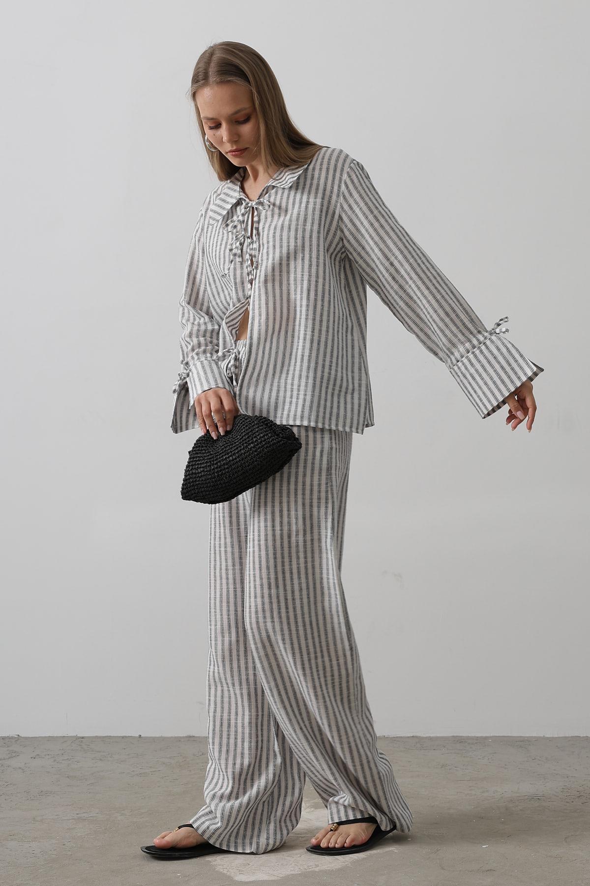 Striped Tie Pants Set - Brand: Reyon - Women & Kids, Baby Clothes Wholesale - TheBS Women