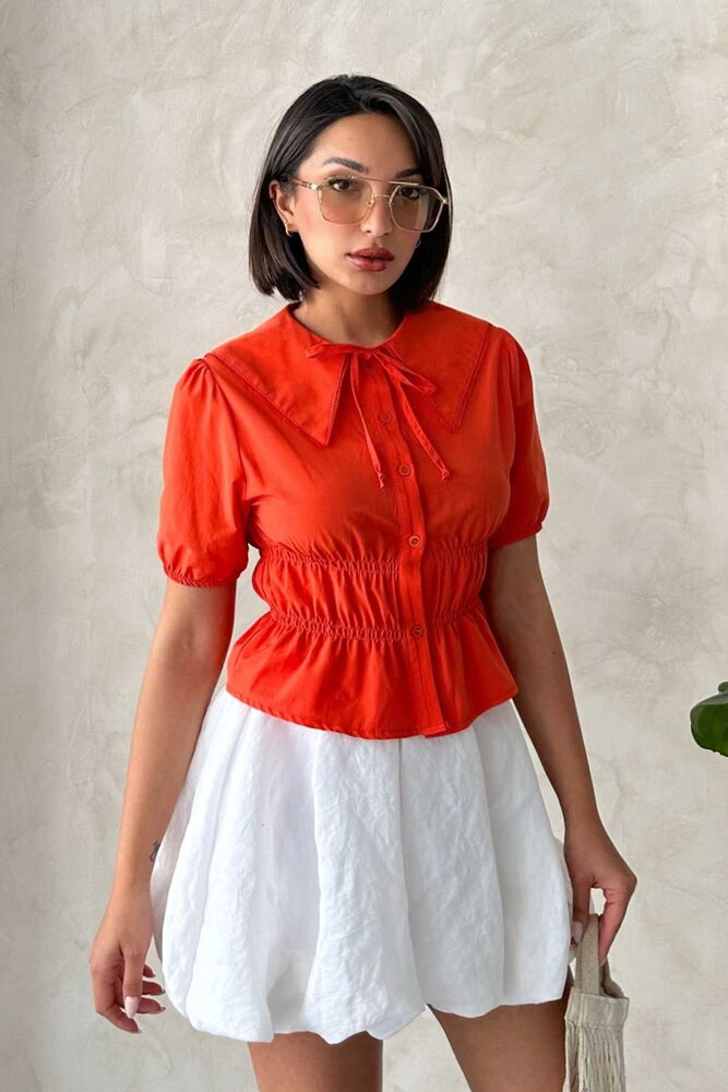 Collar Detailed Ruffle Shirt - Brand: Topshow - Women & Kids, Baby Clothes Wholesale - TheBS Women