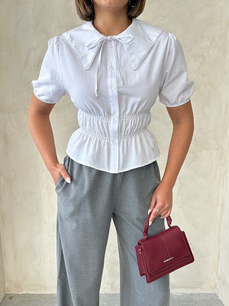 Collar Detailed Ruffle Shirt – Brand: Topshow – Women & Kids, Baby Clothes Wholesale – TheBS Women