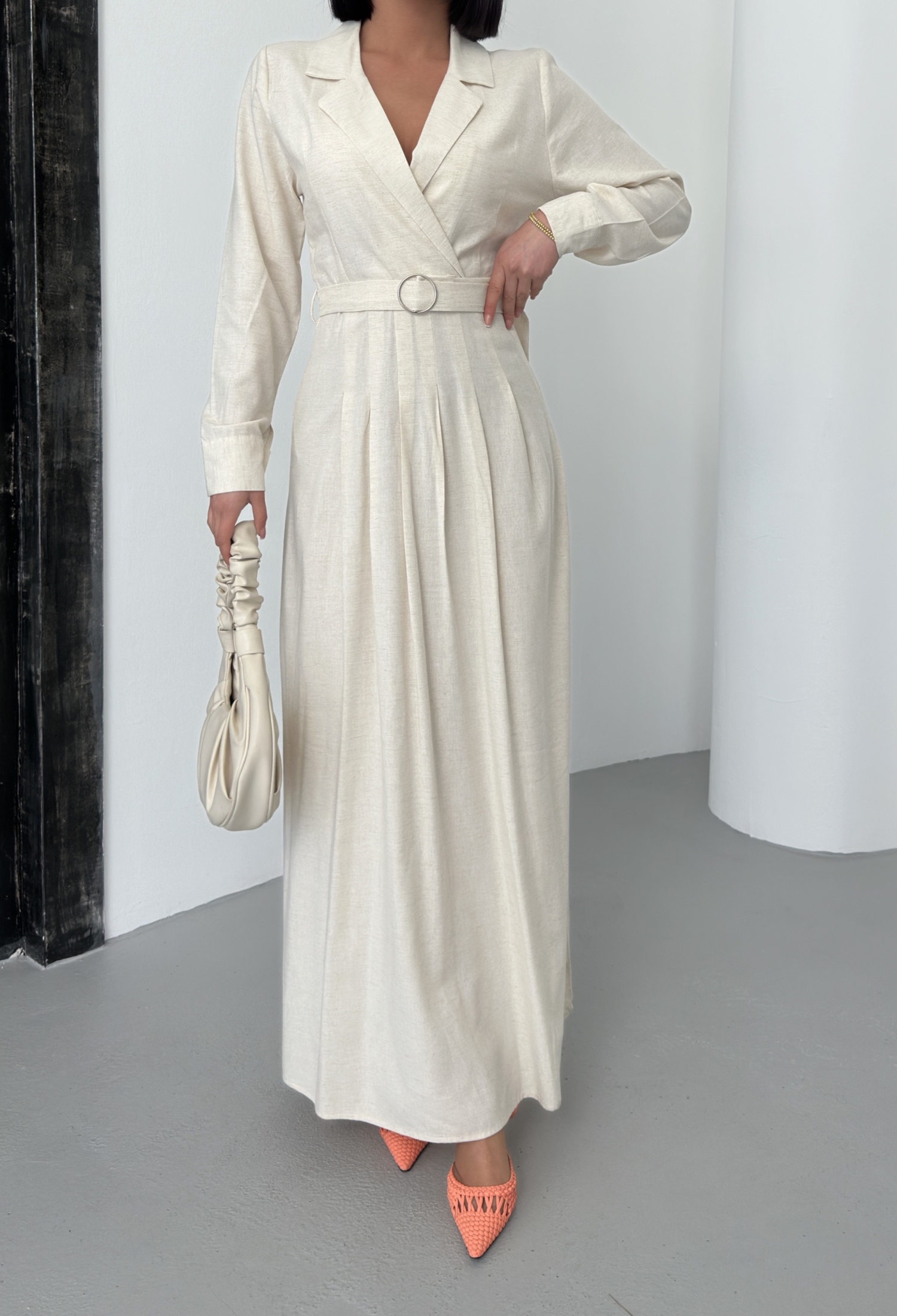 Linen Dress With Belt - Brand: My Fashion - Women & Kids, Baby Clothes Wholesale - TheBS Women