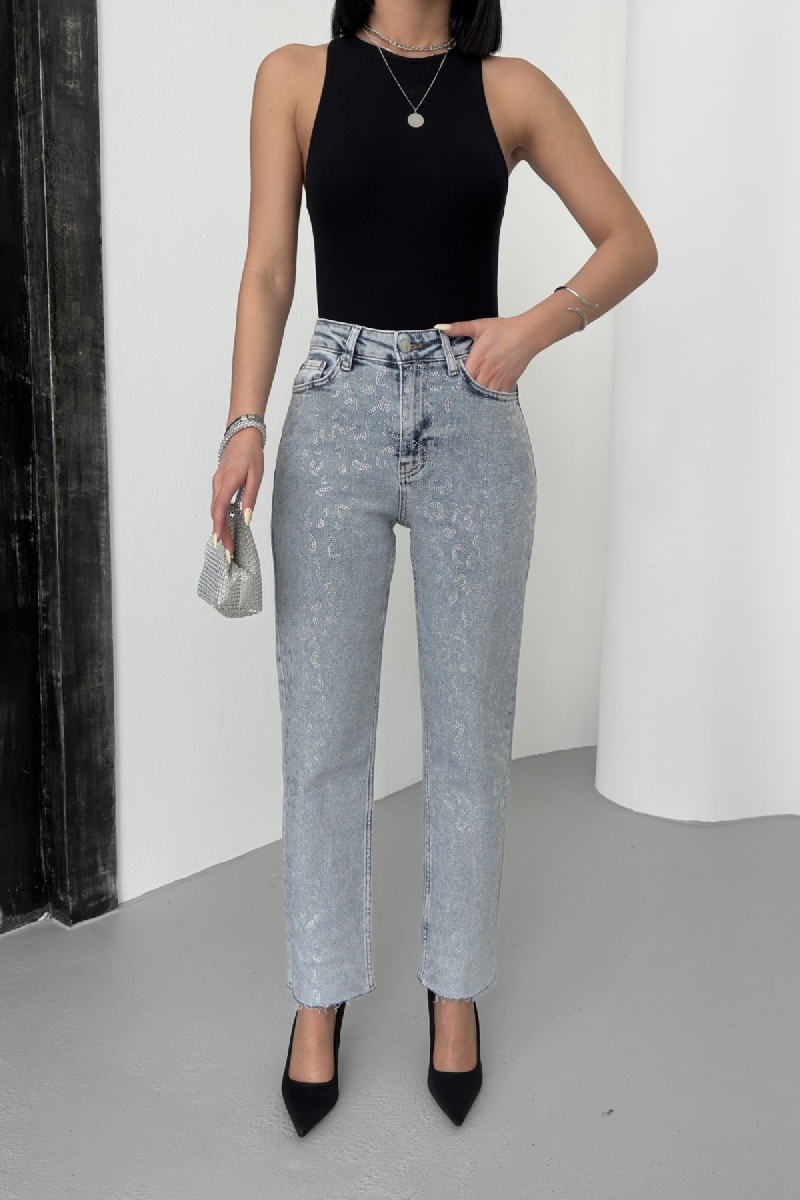 Leopard Stone Mom Fit Jeans – Brand: XLove – Women & Kids, Baby Clothes Wholesale – TheBS Women