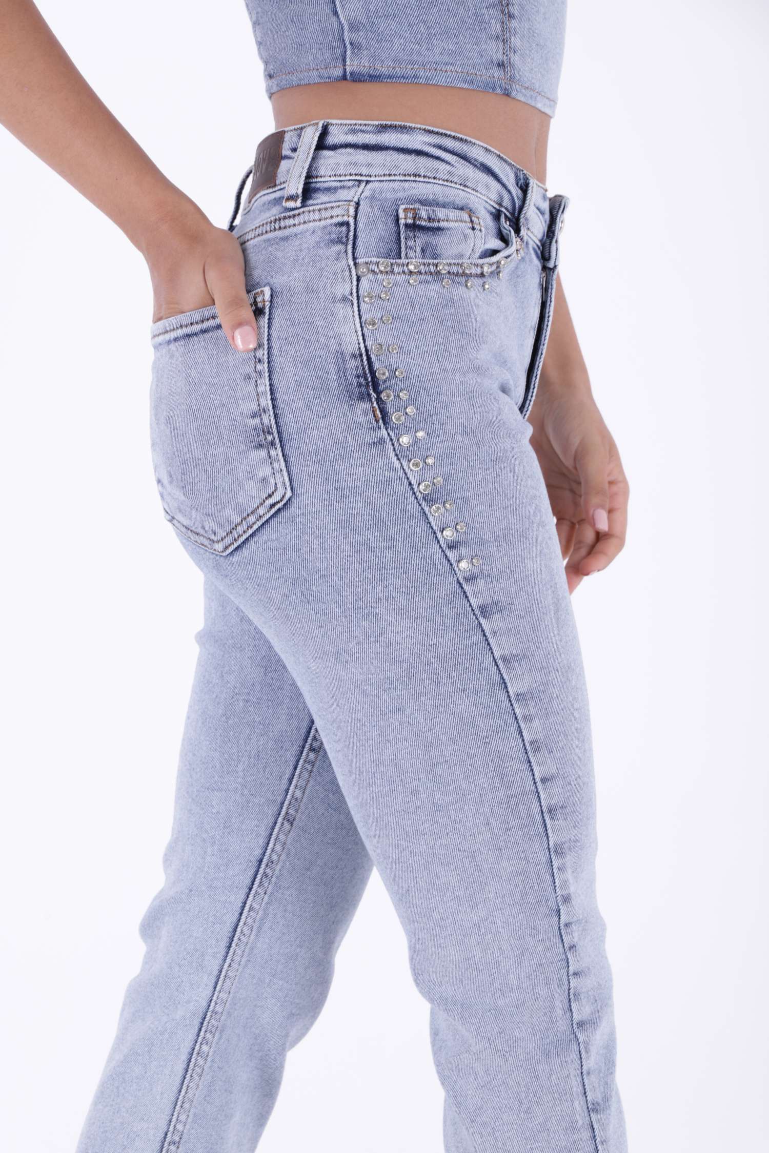 Mom Fit Jeans With Stones - Brand: XLove - Women & Kids, Baby Clothes Wholesale - TheBS Women Mom Fit Jeans With Stones - Brand: XLove - Women & Kids, Baby Clothes Wholesale - TheBS Women