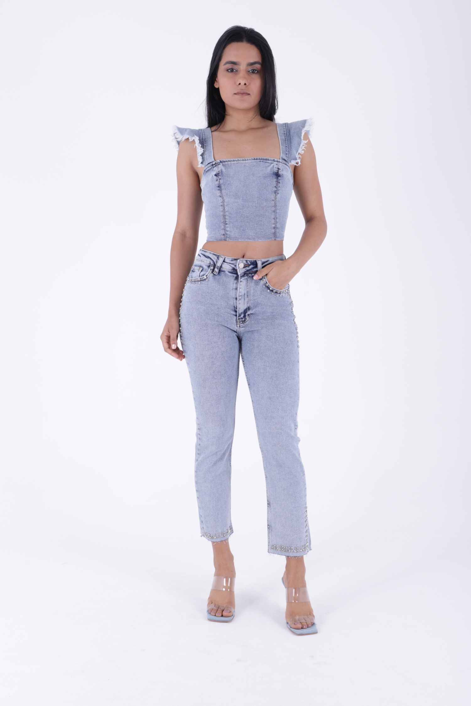 Mom Fit Jeans With Stones - Brand: XLove - Women & Kids, Baby Clothes Wholesale - TheBS Women Mom Fit Jeans With Stones - Brand: XLove - Women & Kids, Baby Clothes Wholesale - TheBS Women