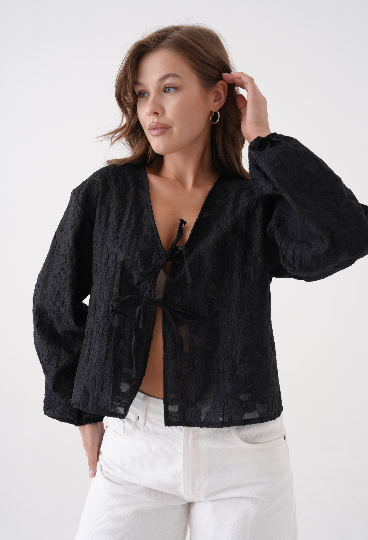 Creamy Chiffon Patterned Organza Blouse 29101 - Brand: First Angels - Women & Kids, Baby Clothes Wholesale - TheBS Women