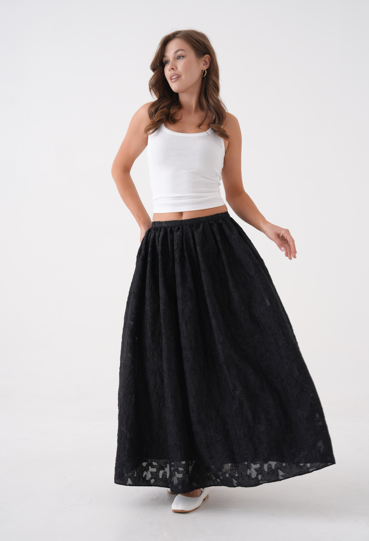 Burning Chiffon Pattern Organza Lining Long Skirt 29096 - Brand: First Angels - Women & Kids, Baby Clothes Wholesale - TheBS Women