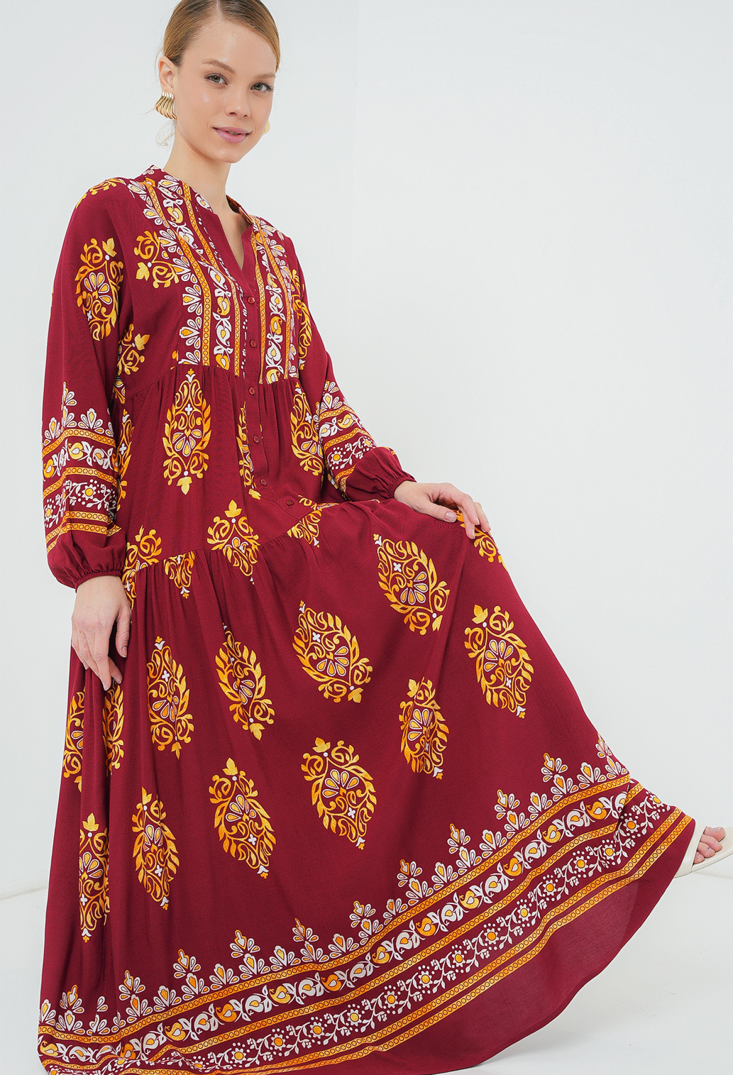 Authentic Patterned Burkini Dress - E. Bordeaux - Brand: Bigdart - Women & Kids, Baby Clothes Wholesale - TheBS Women