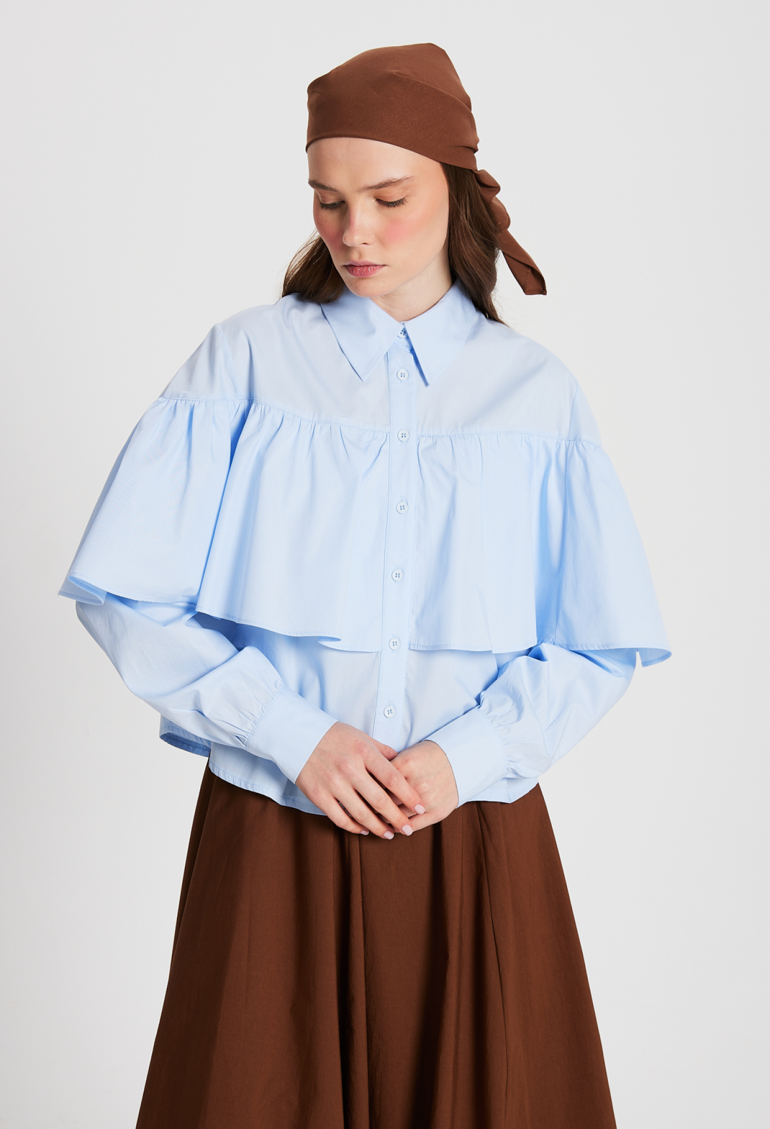 Frilled Cotton Fabric Wide Cut Shirt 29136 - Brand: First Angels - Women & Kids, Baby Clothes Wholesale - TheBS Women