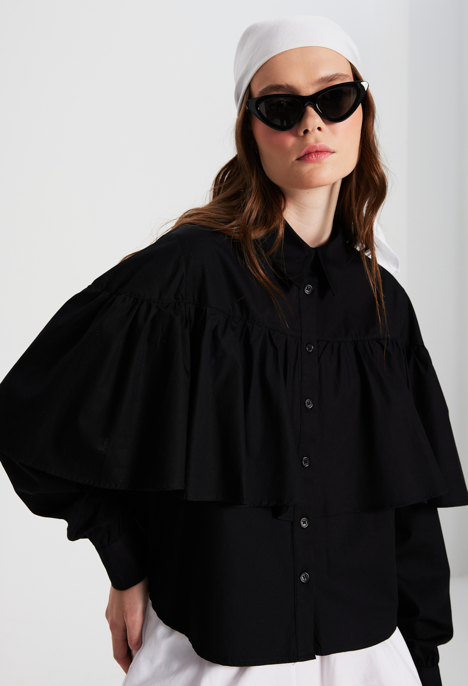 Ruffled Cotton Fabric Wide Cut Shirt 29136 - Brand: First Angels - Women & Kids, Baby Clothes Wholesale - TheBS Women