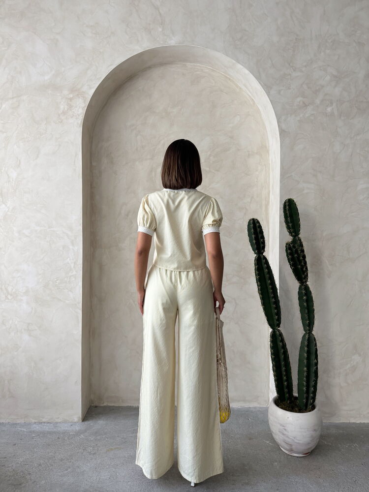 Guipure Detailed Striped Pants – Brand: Topshow – Women & Kids, Baby Clothes Wholesale – TheBS Women