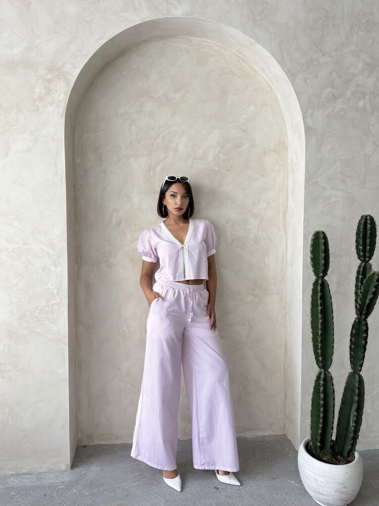 Guipure Detailed Striped Pants – Brand: Topshow – Women & Kids, Baby Clothes Wholesale – TheBS Women