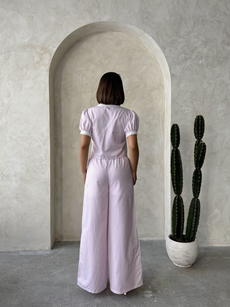 Guipure Detailed Striped Pants – Brand: Topshow – Women & Kids, Baby Clothes Wholesale – TheBS Women